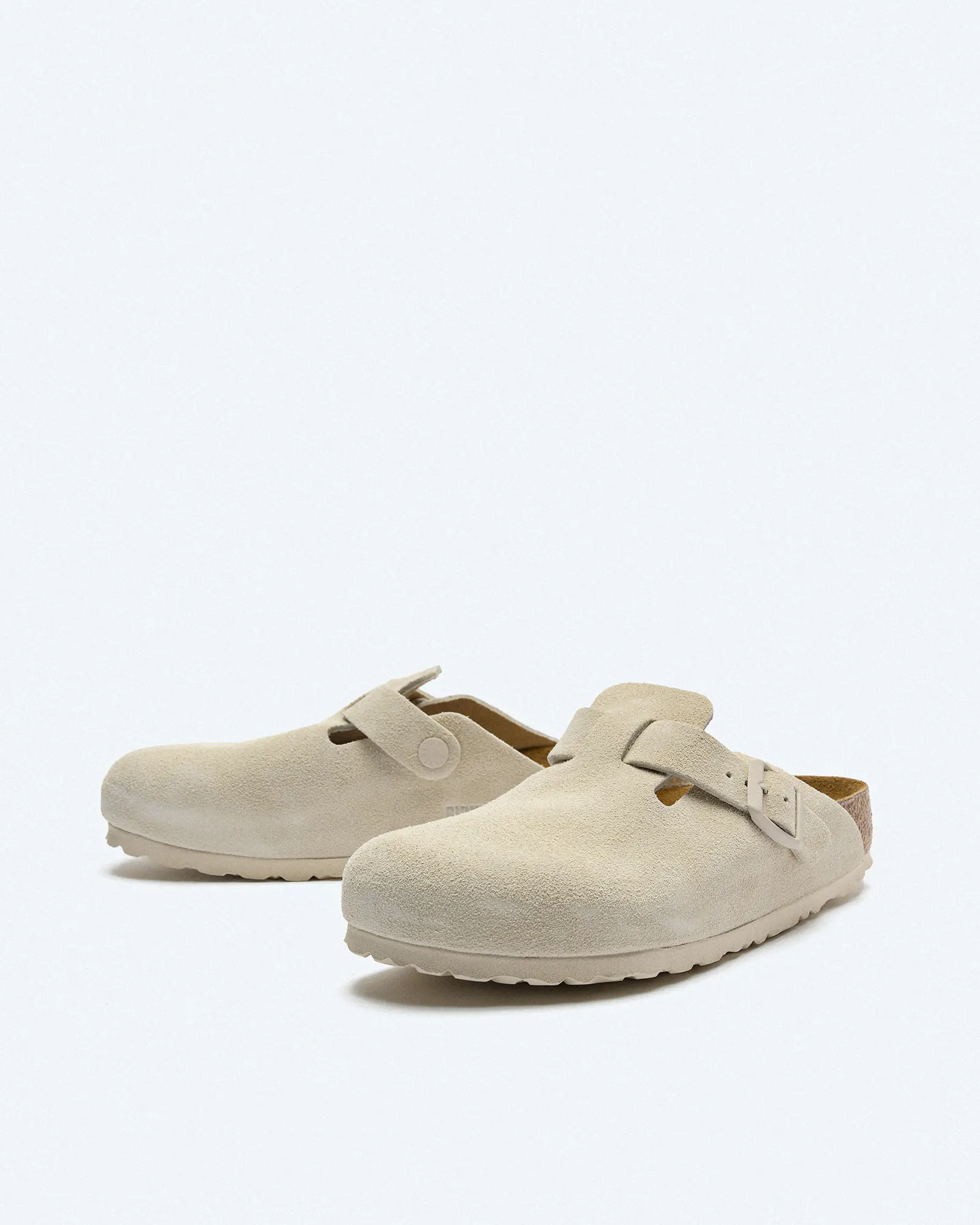 Birkenstock Boston Soft Footbed Suede Leather (Narrow Fit) Sandals Antique White Birkenstock Boston Soft Footbed Suede Leather (Narrow Fit) Sandals Antique White