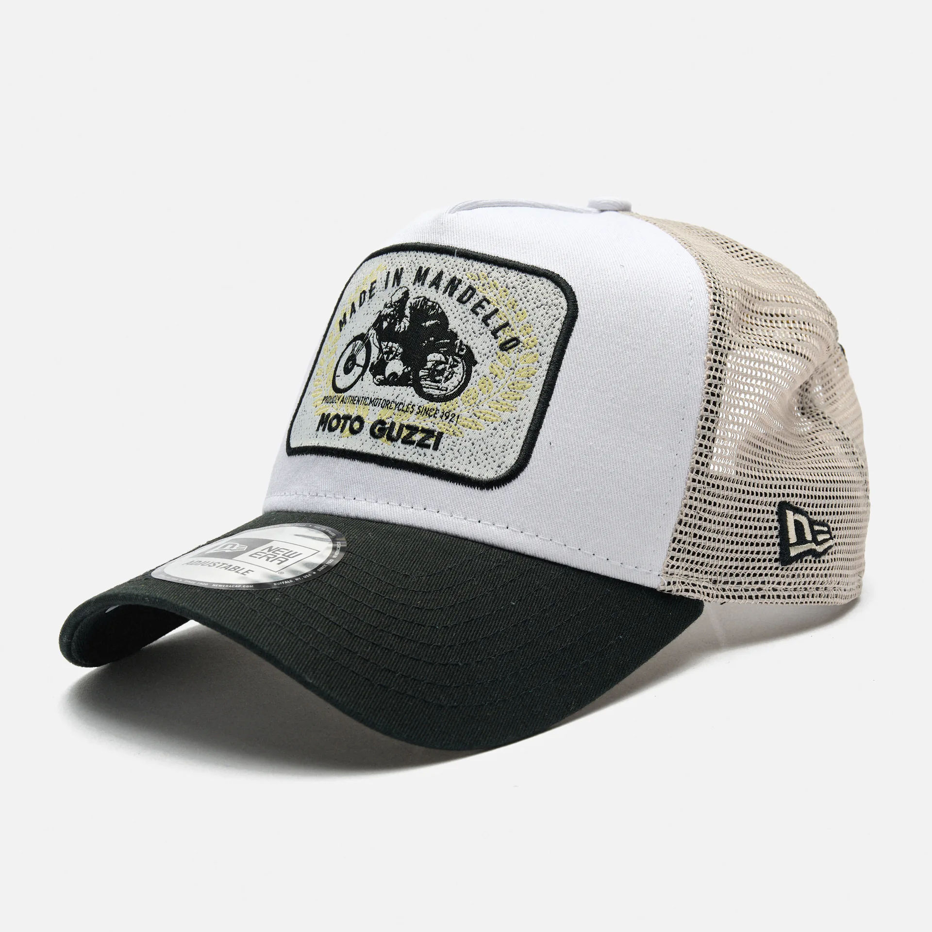 New Era Moto Guzzi Trucker Strapback Cap Stone 