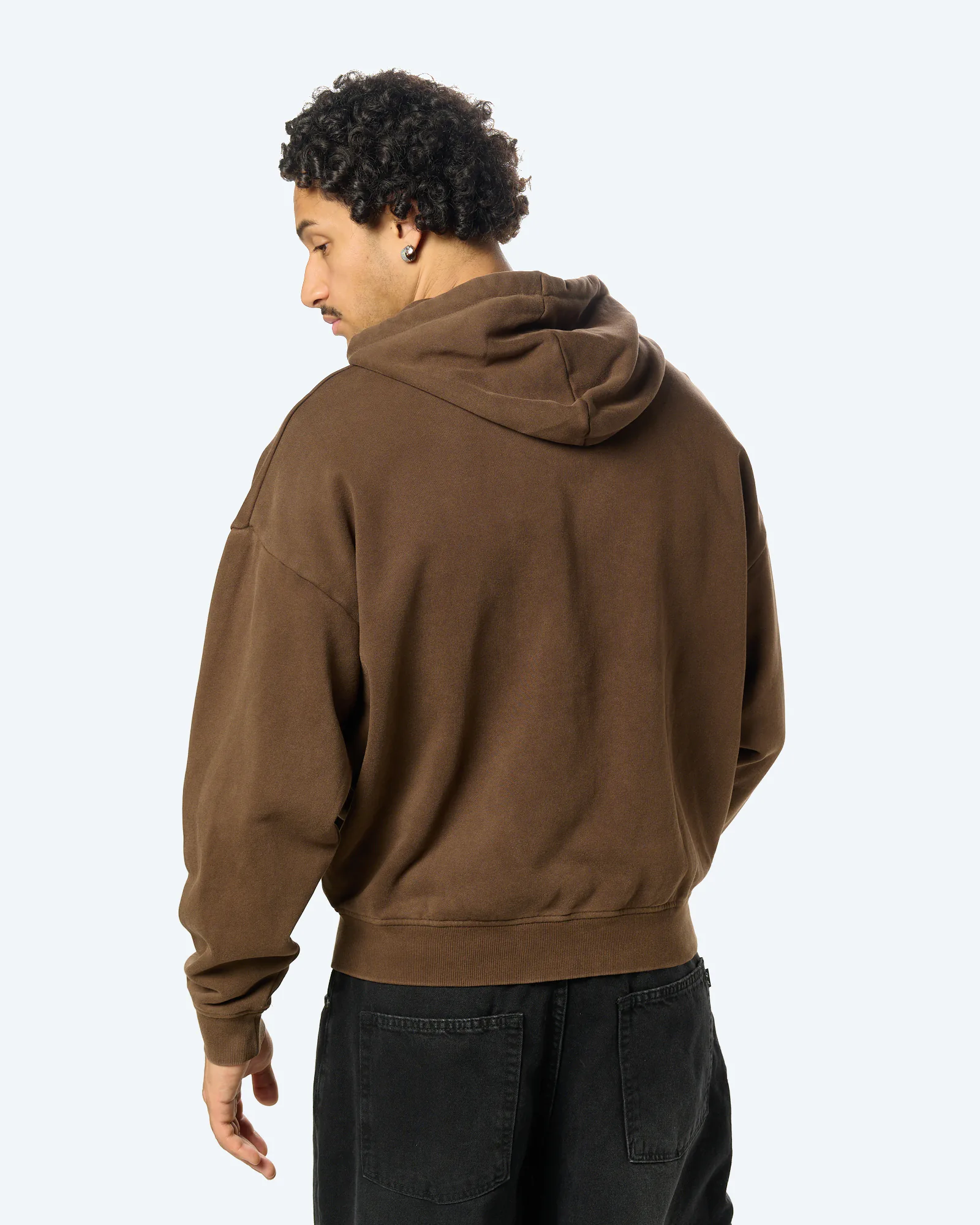 Washed Zip Through Hoodie Demitasse/Black