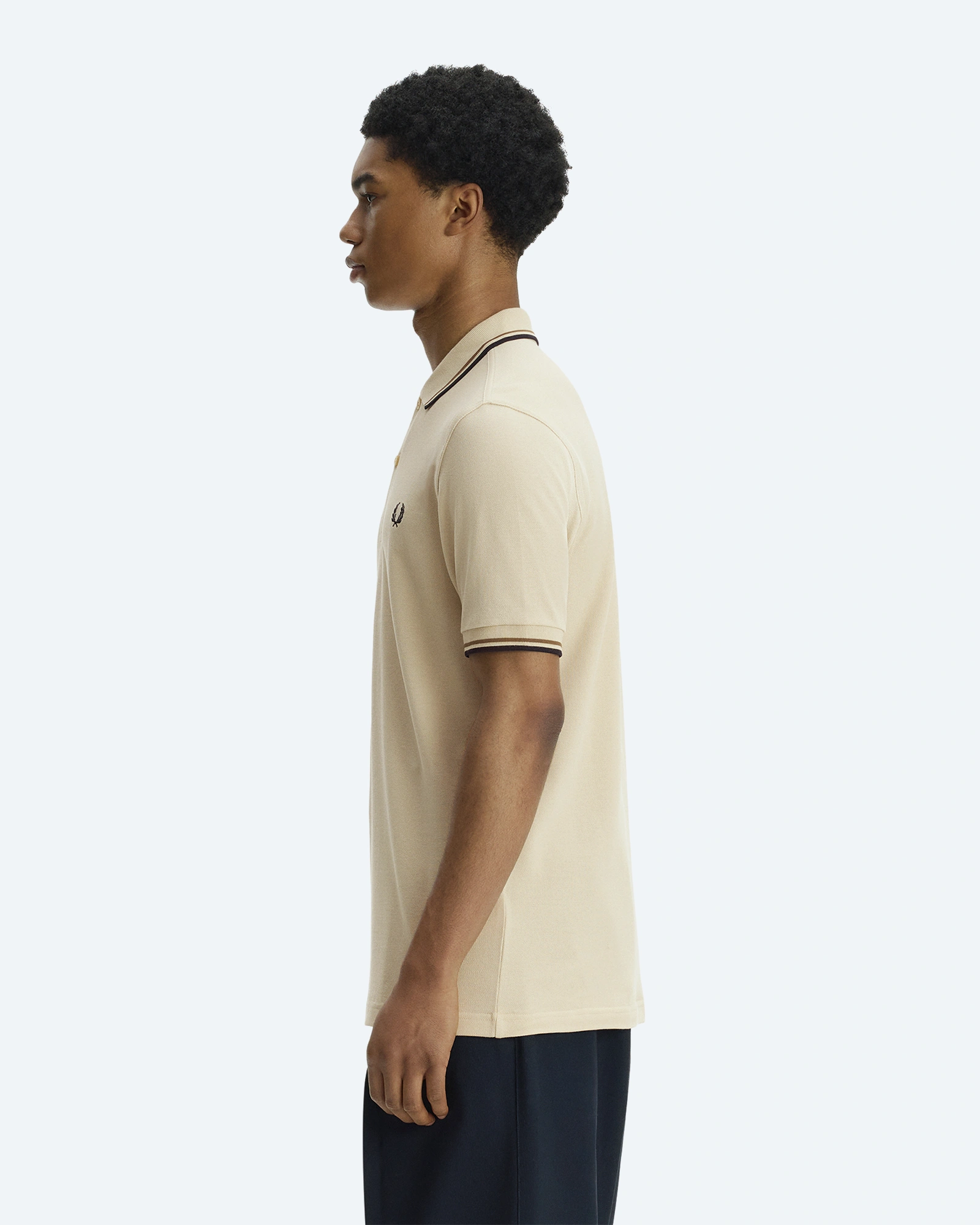 Twin Tipped Polo Shirt Oatmeal/Bronze/Navy
