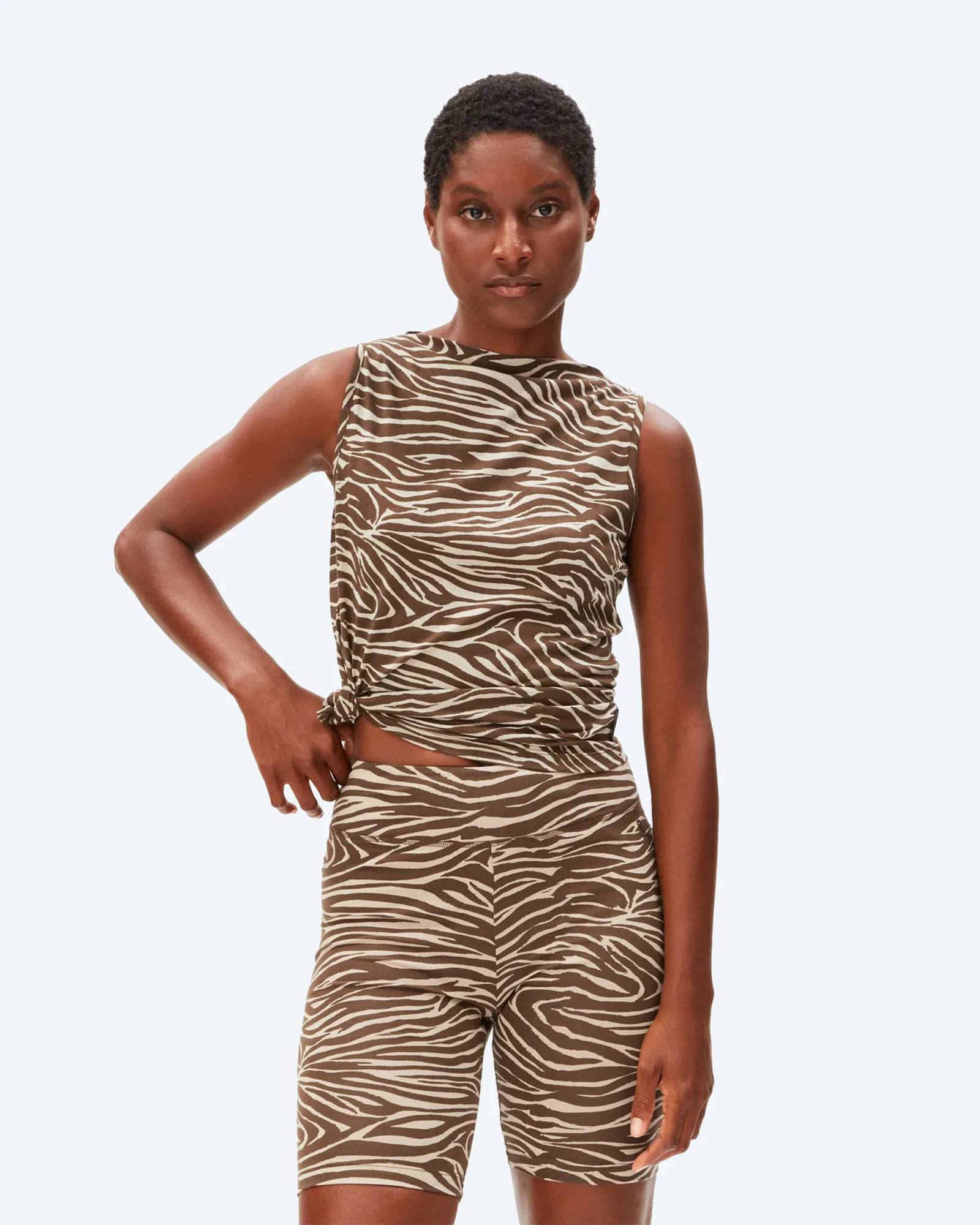 ARMED ANGELS ZEBRA PRINT BOAT NECK TOP Sandstone