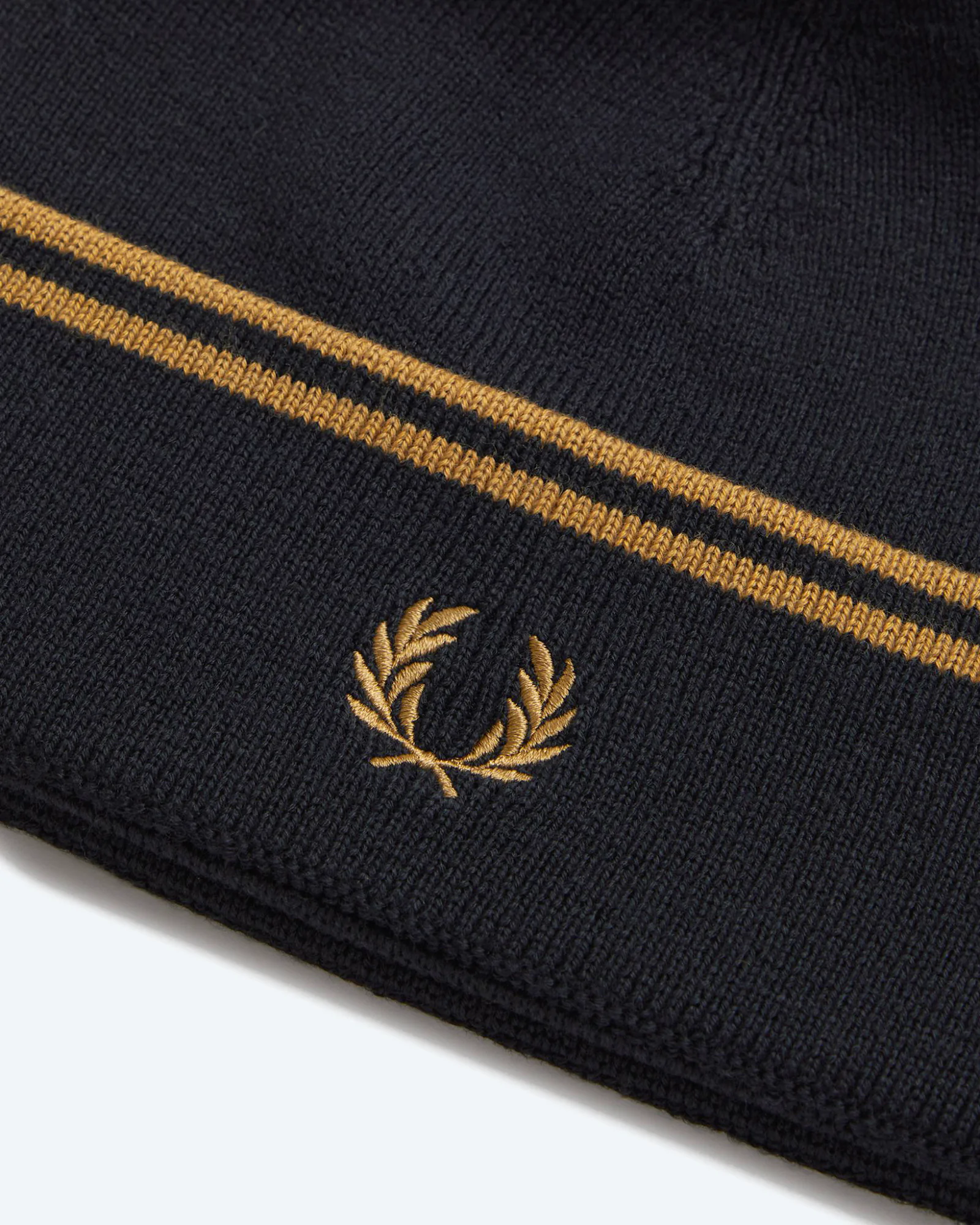 Twin Tipped Merino Wool Beanie Black/Dark Caramel