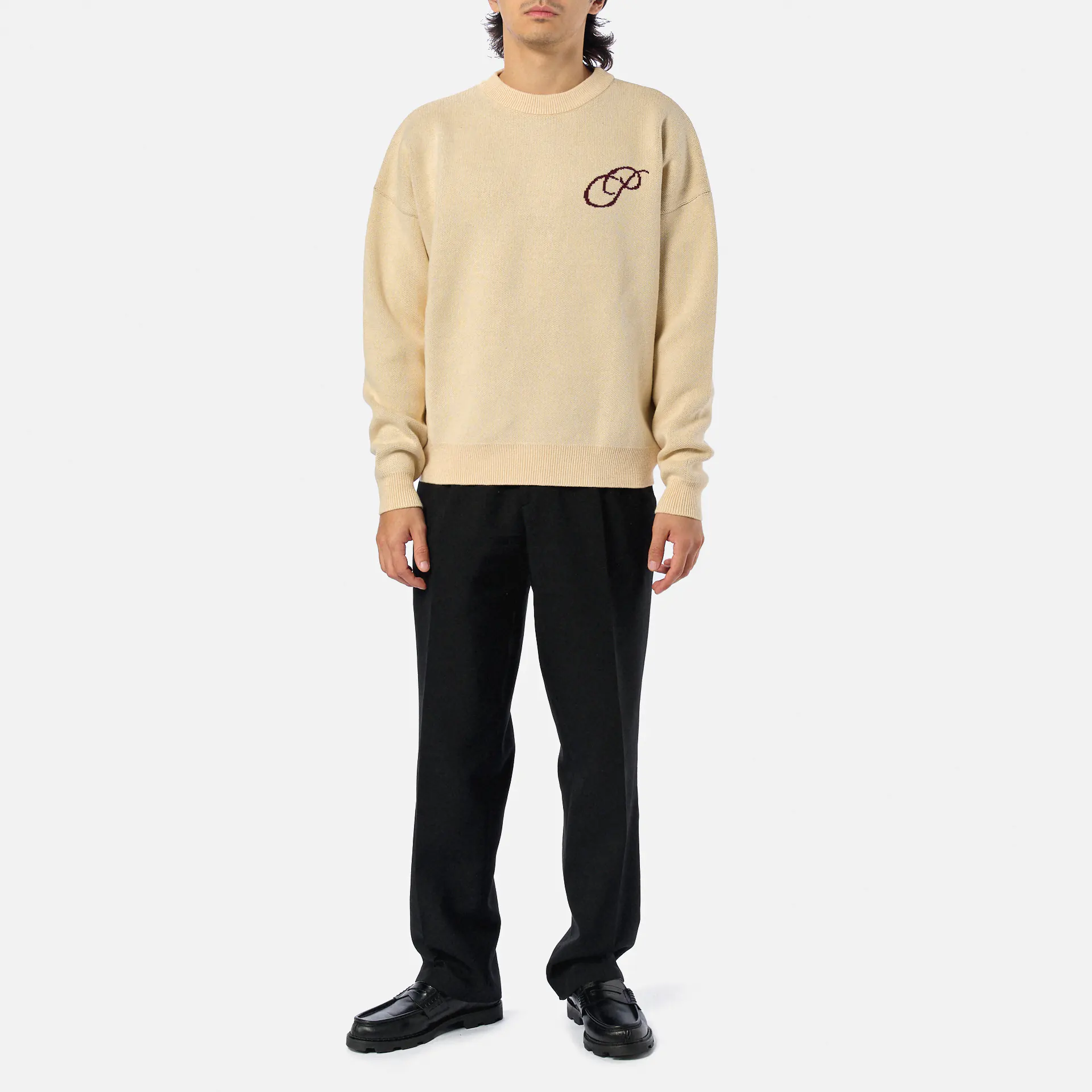 Prohibited Initial Knit Sweater Cream