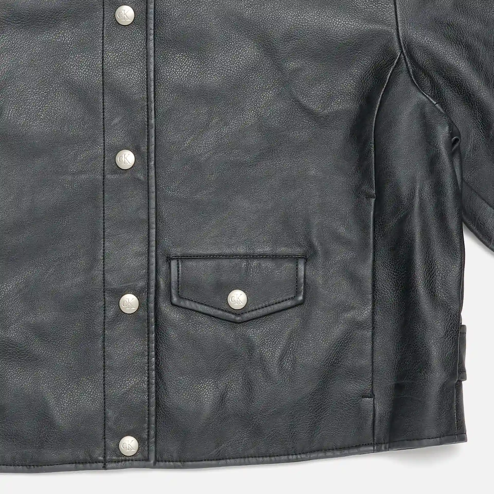 Calvin Klein Jeans Short Faux Leather Jacket Black