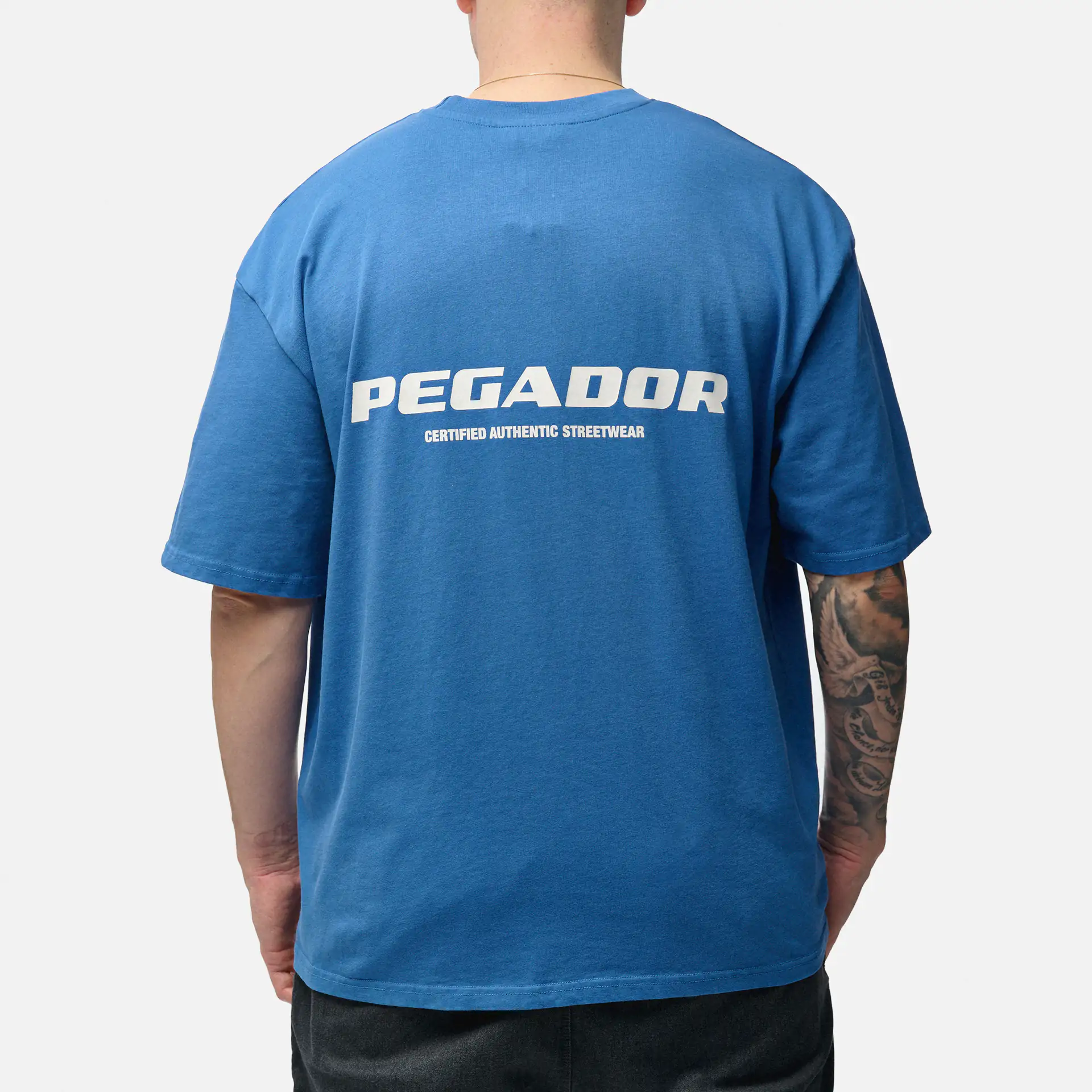 PEGADOR Colne Logo Oversized T-Shirt Washed Retro Blue