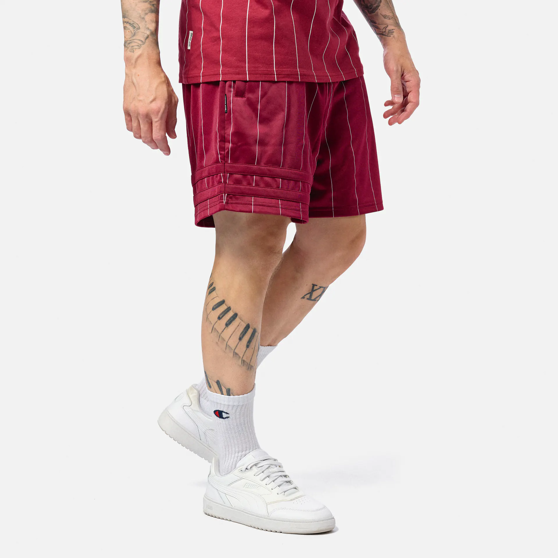 Unfair Athletics DMWU Athletics Shorts Pinstripes Burgundy