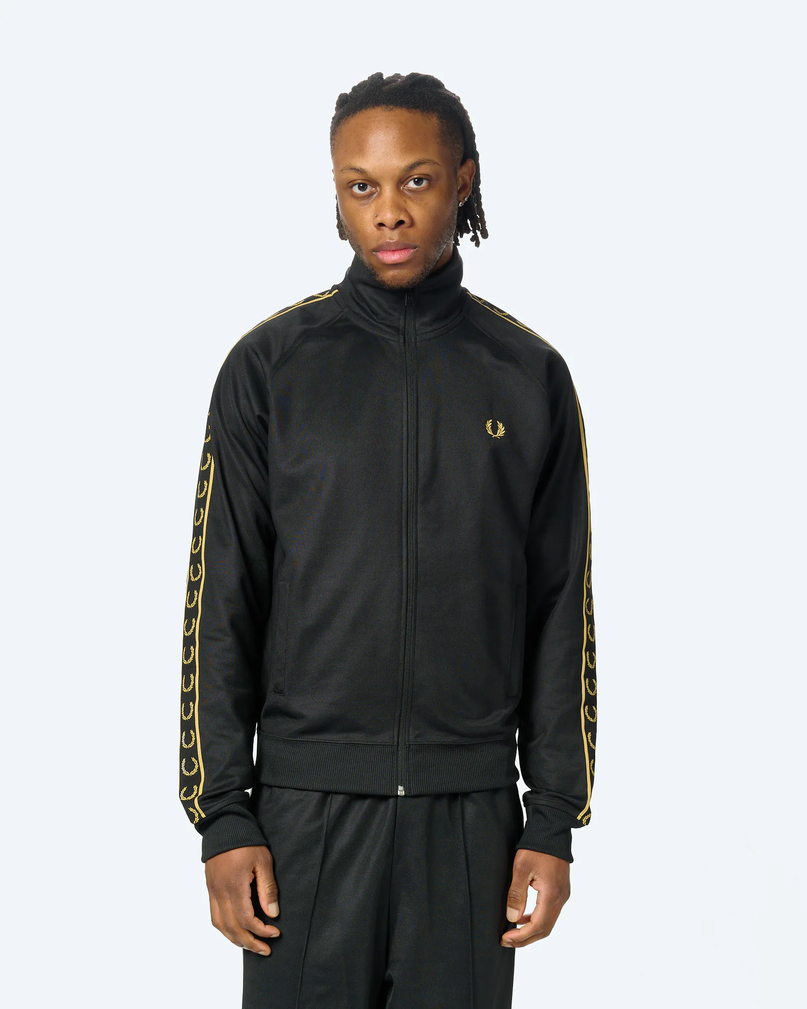 Fred Perry Contrast Tape Track Jacket Black/Champagne