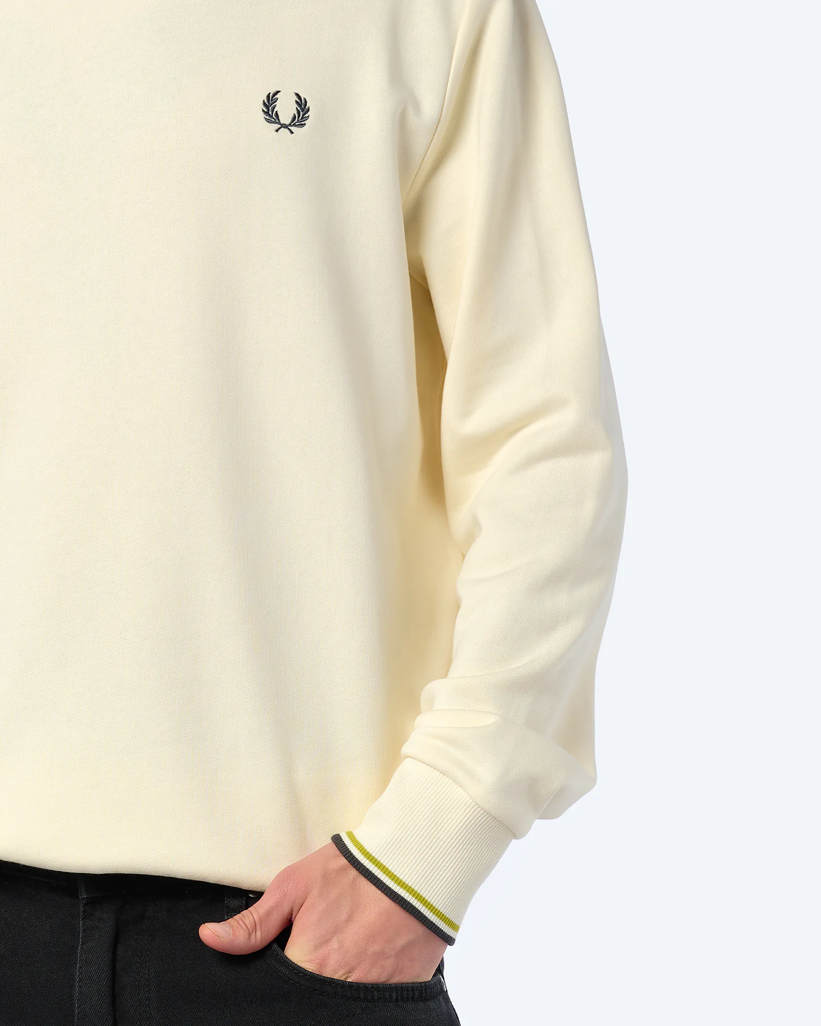 Fred Perry Crew Neck Sweatshirt Ecru/Tennisballgelb/Ankergrau