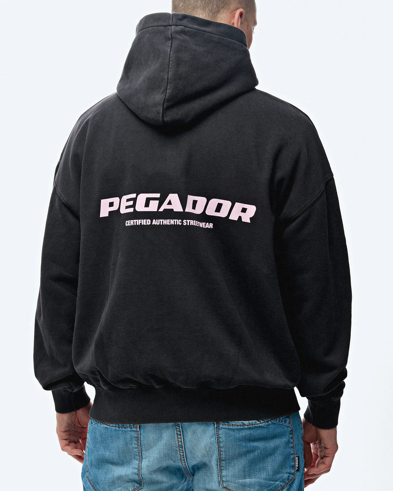 PEGADOR Colne Logo Oversized Sweat Jacket Vintage Black Bubblegum