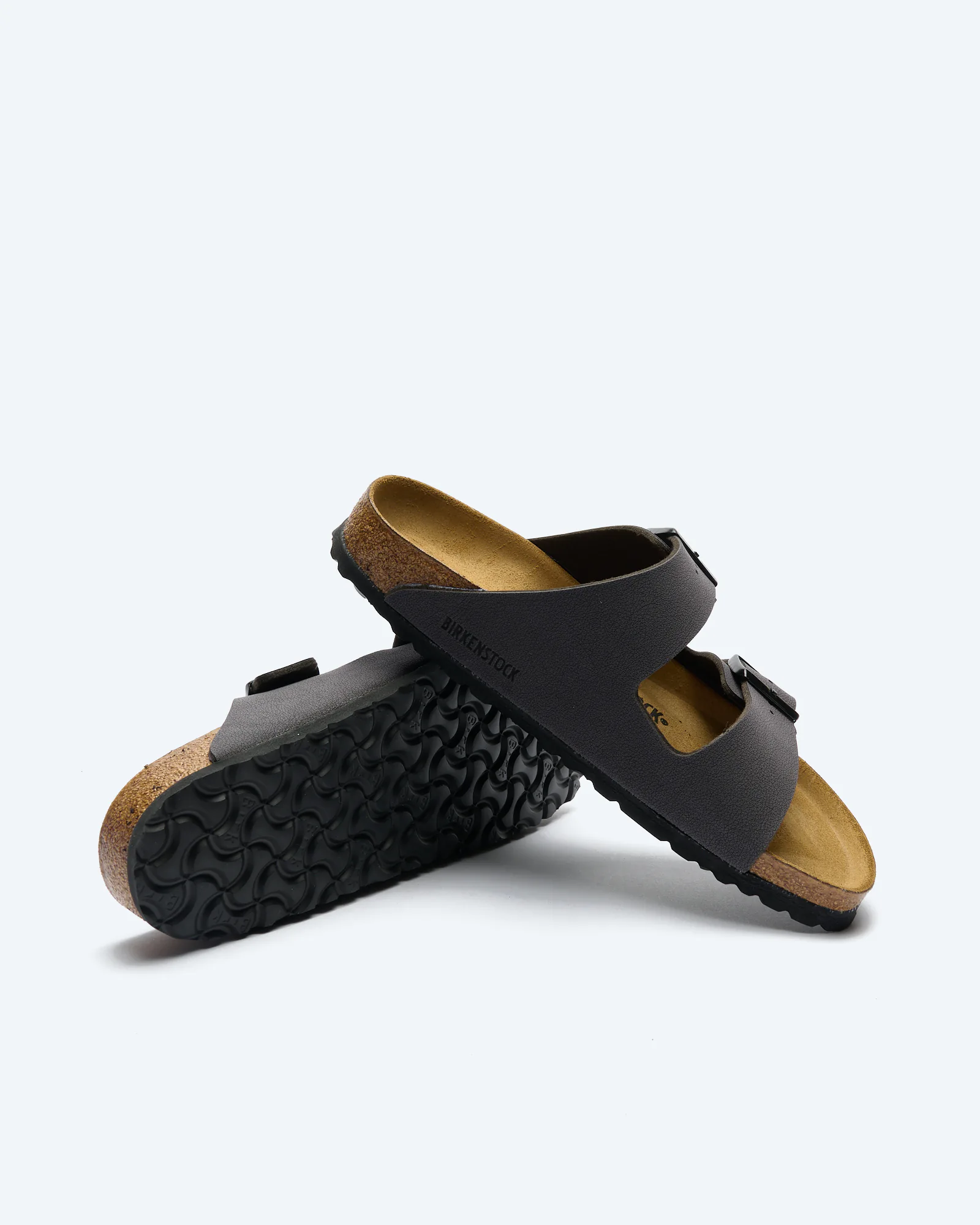 Arizona Birko-Flor Nubuk Leather Sandals Narrow Velvet Gray/Black Buckles