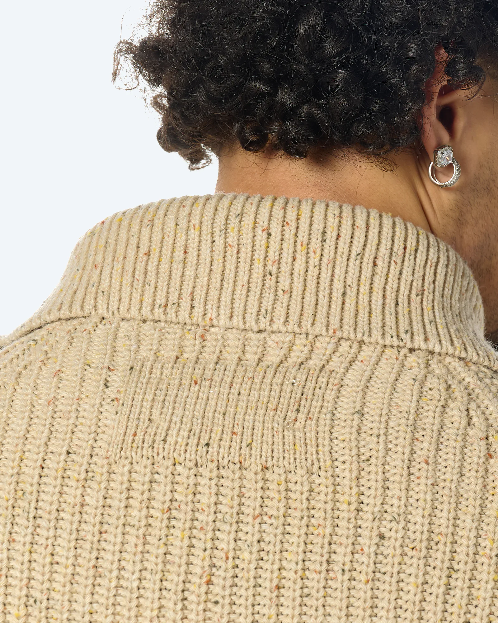 Tweed Knit Troyer Sandstone Tweed