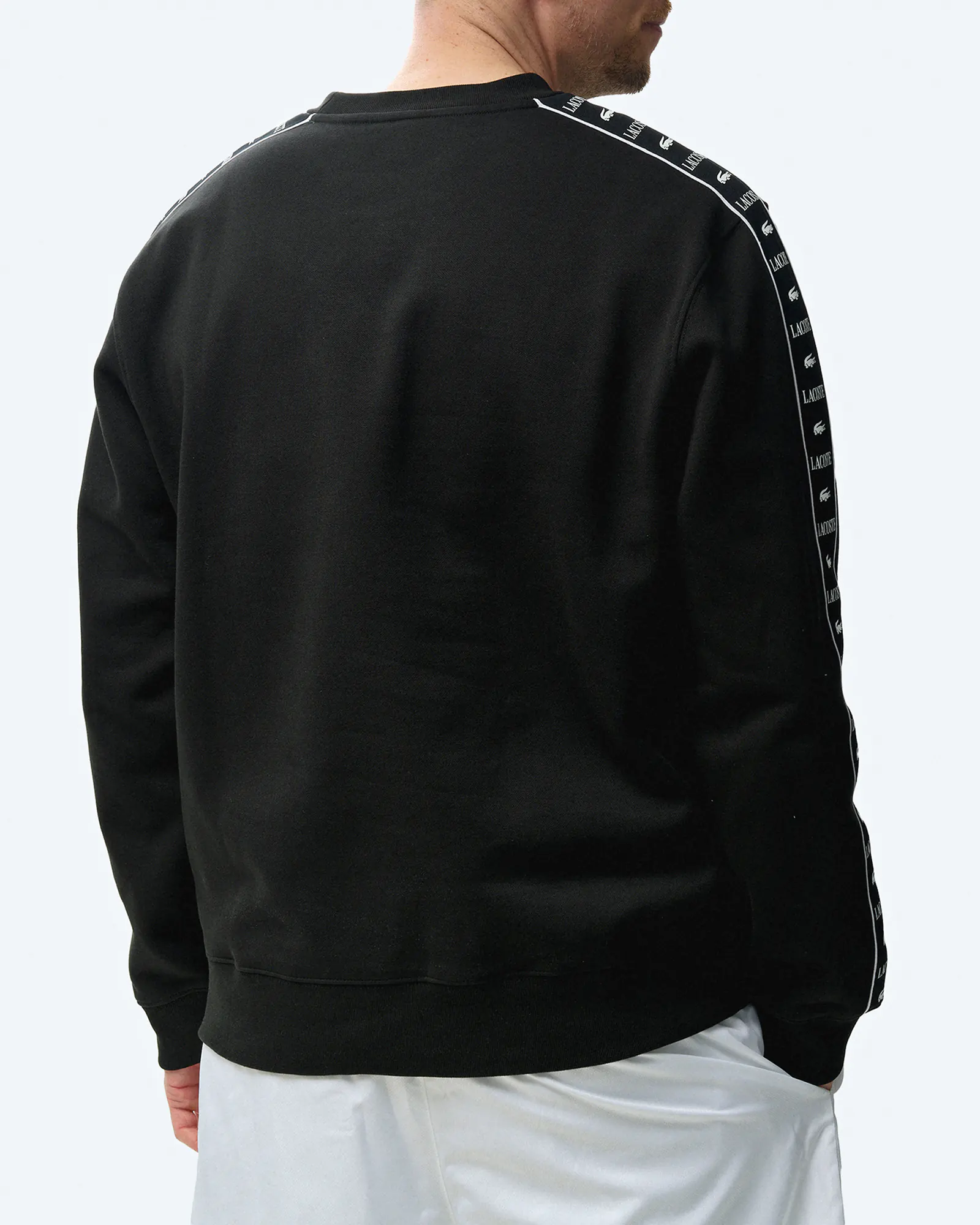 Lacoste Logo Stripe Sleeve Sweatshirt Black Lacoste Logo Stripe Sleeve Sweatshirt Black