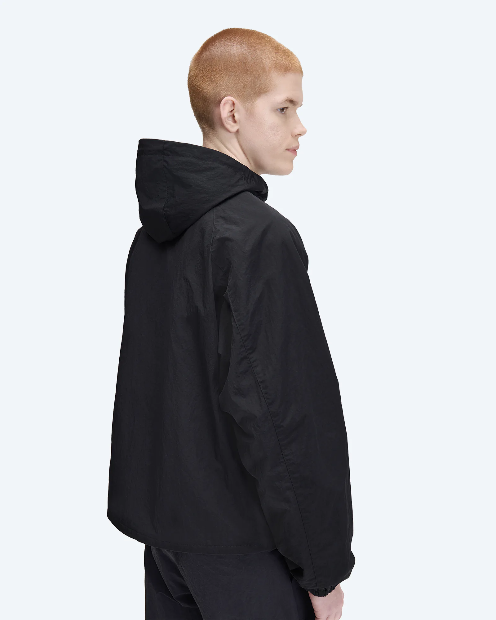 Oversized Hooded Shell Jacket Black