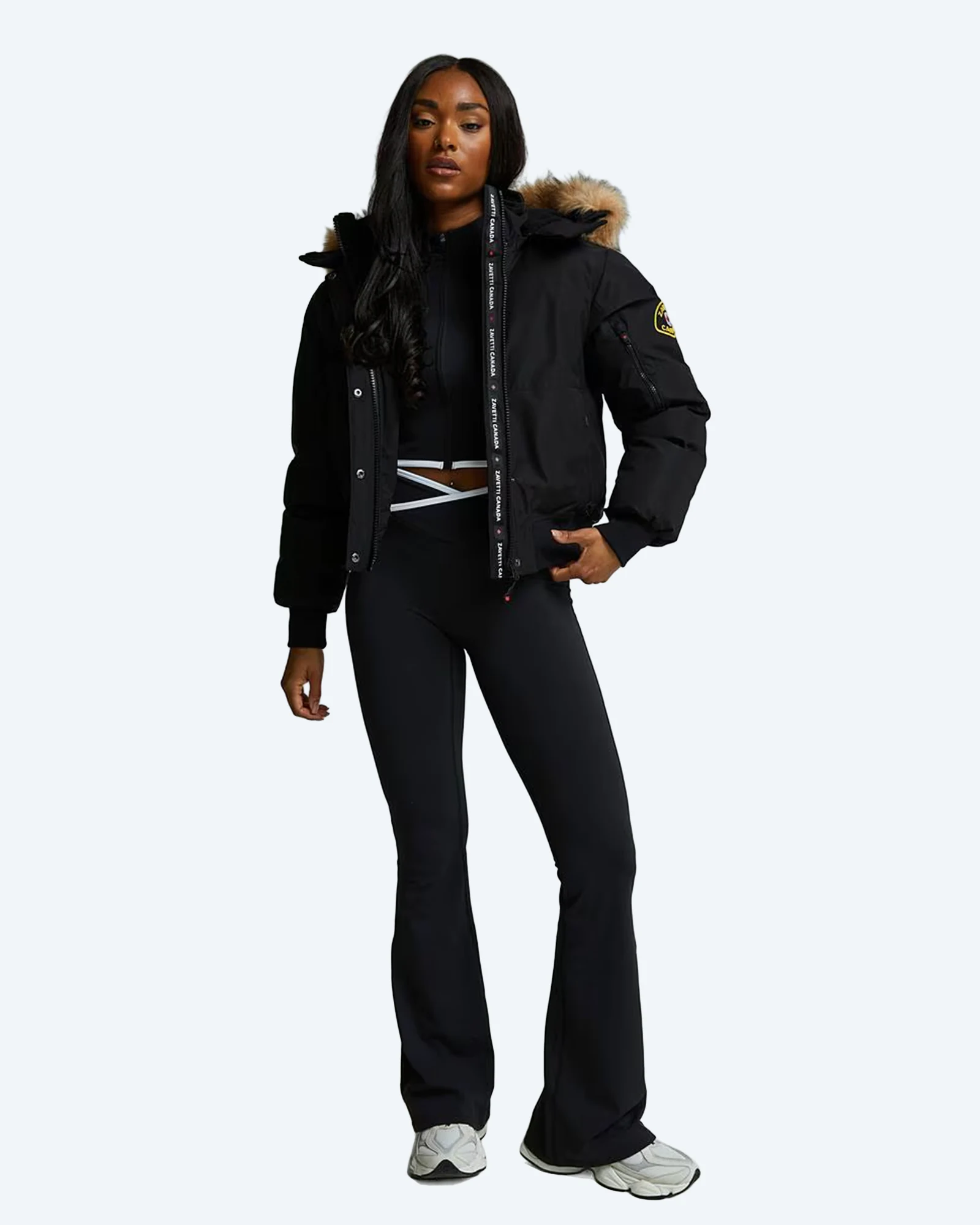 Zavetti Canada Olivia Hooded Bomber Jacket Black