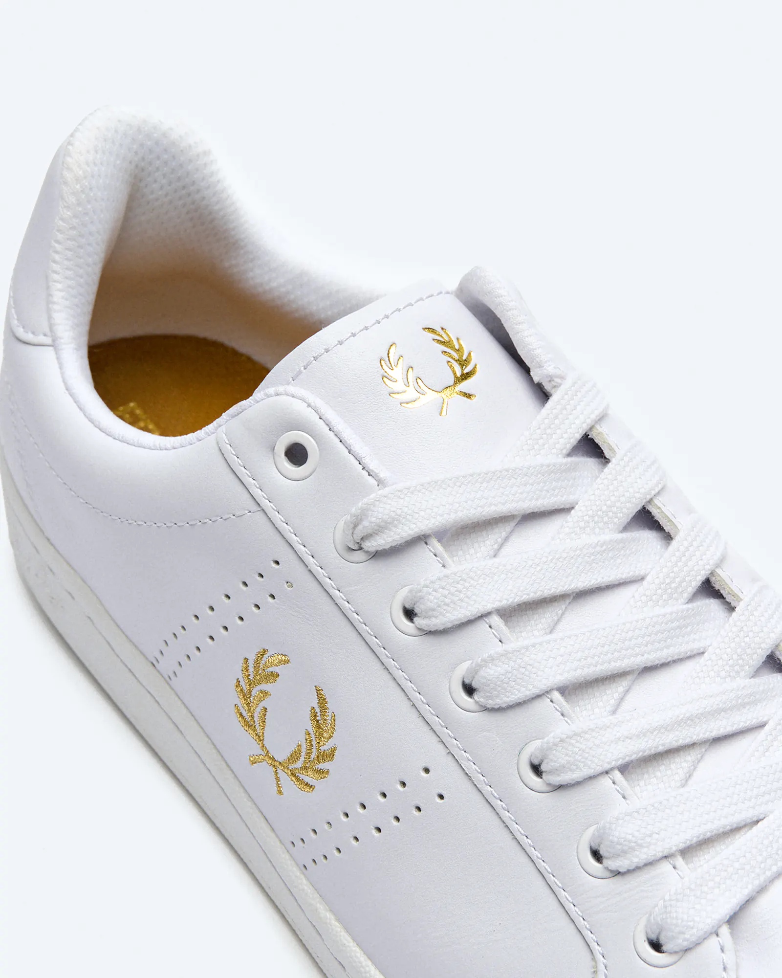 Fred Perry B721 Leather Sneakers White/Metallic Gold