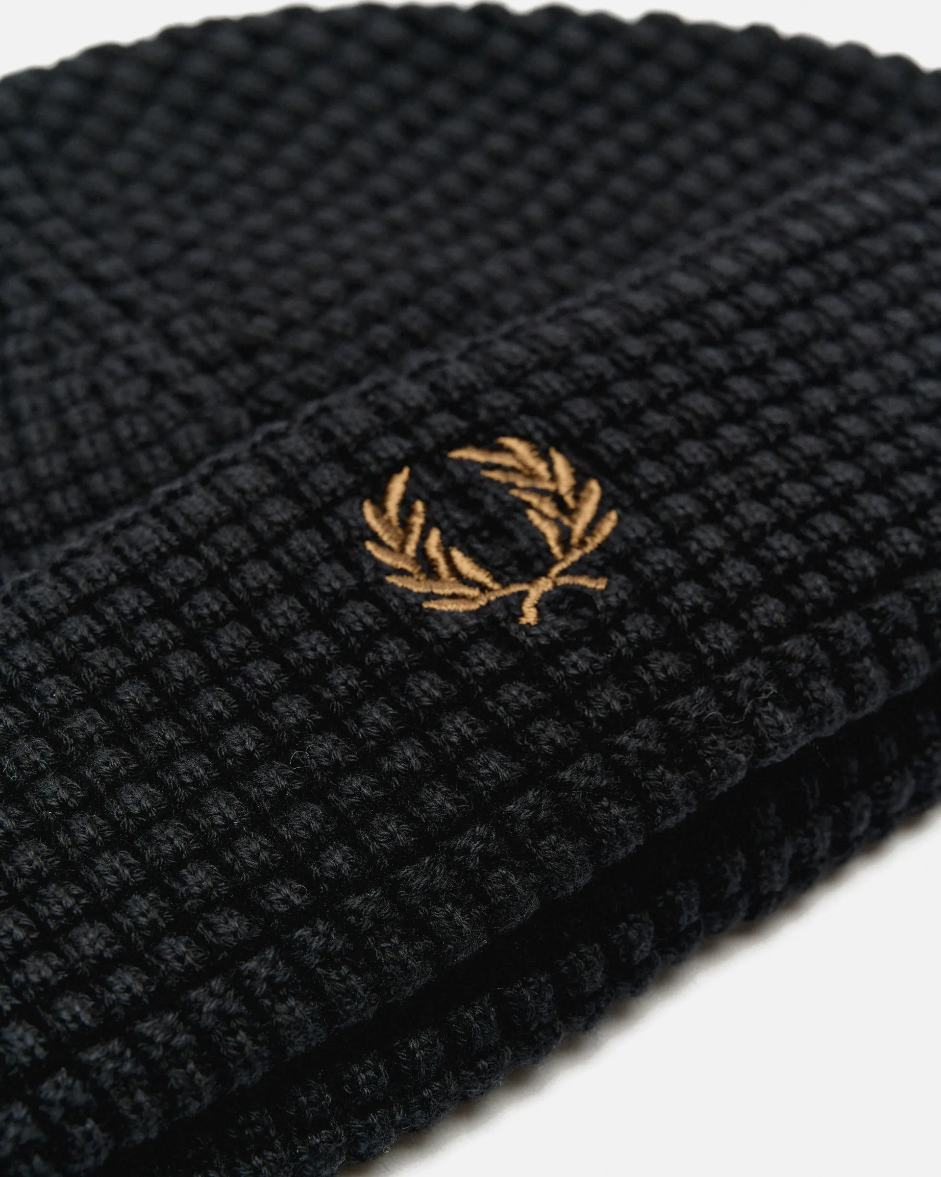 Fred Perry Waffle Beanie Black