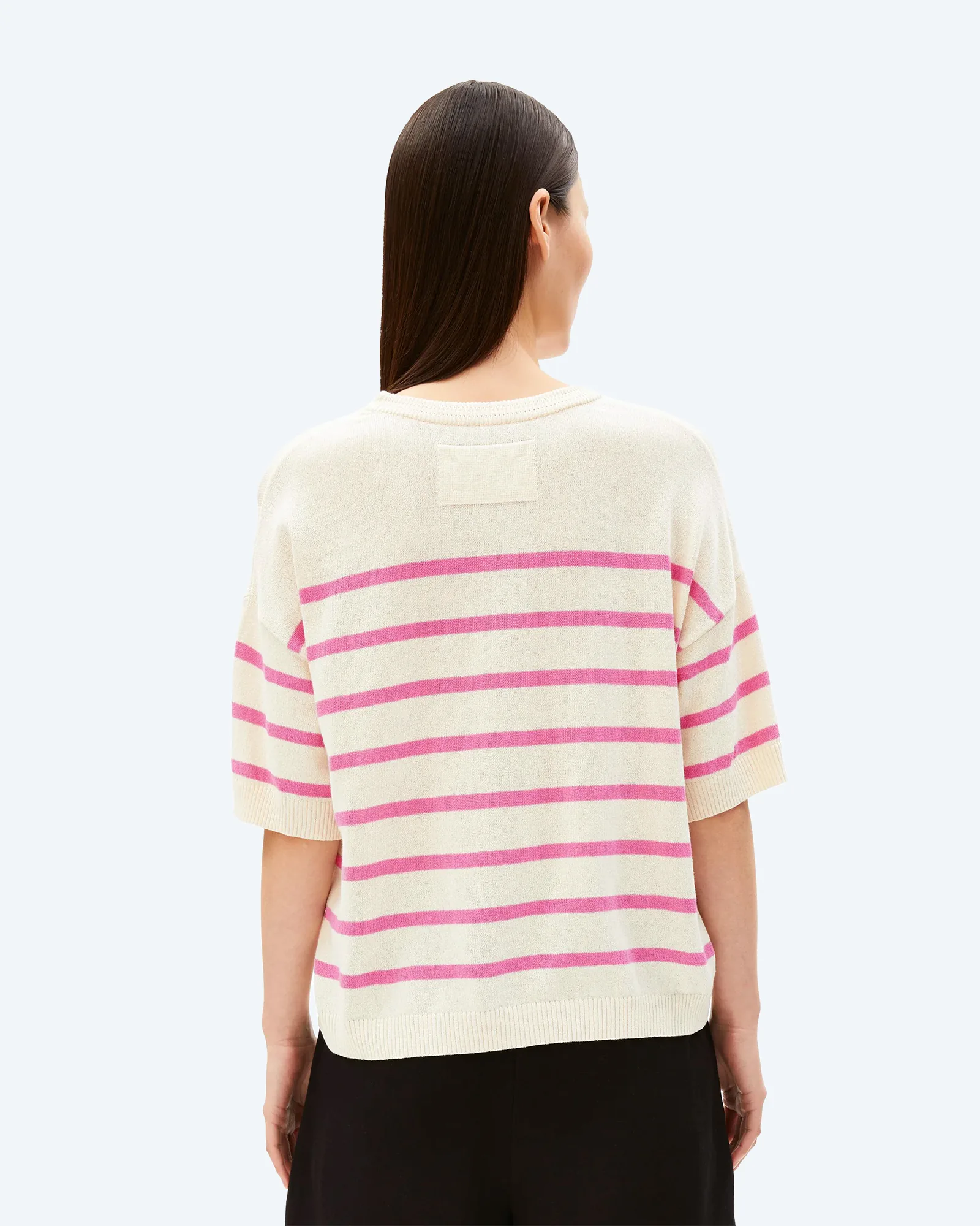 ARMEDANGELS STRIPE LINEN BLEND SWEATER Undyed-Washed Berry