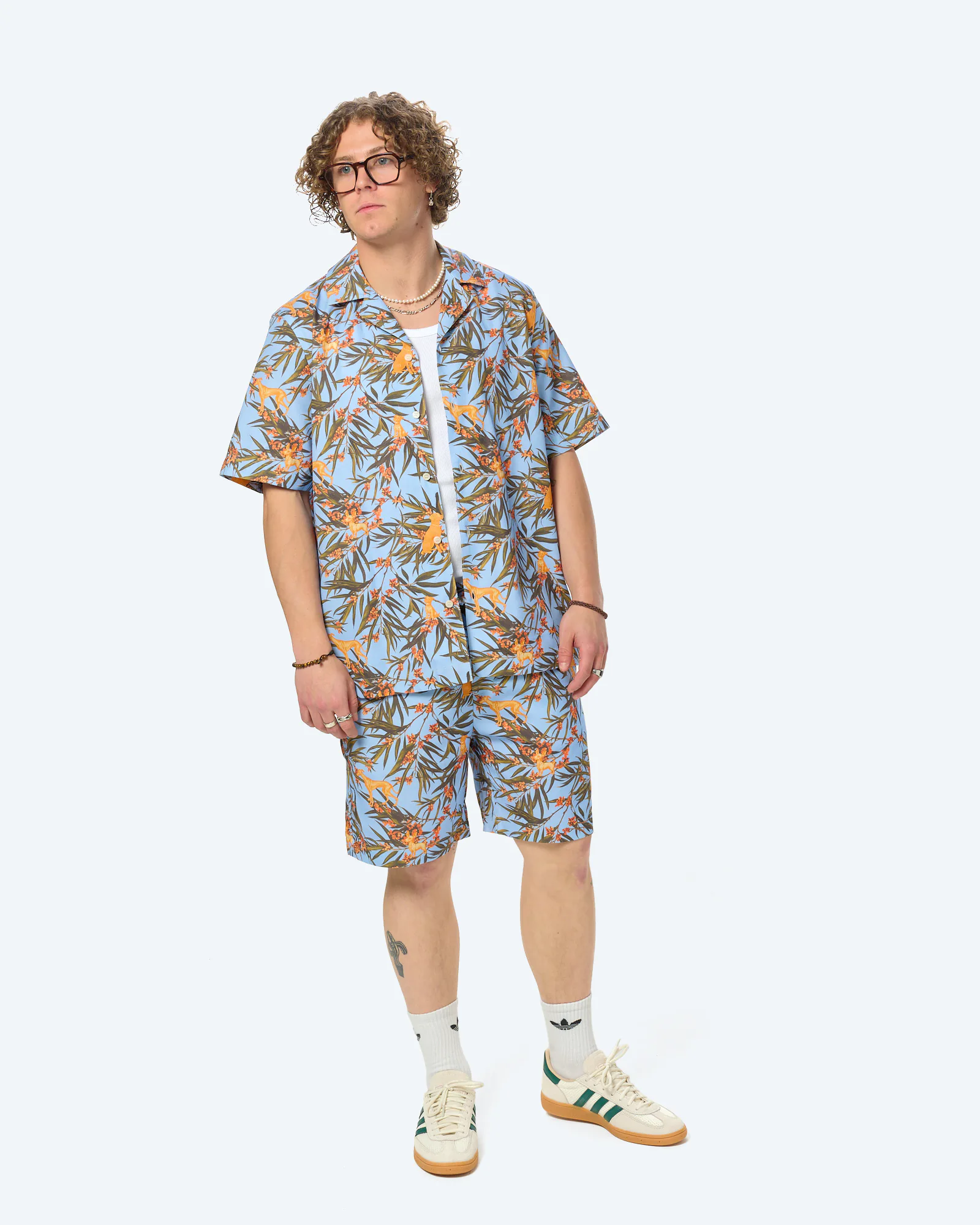 ARMEDANGELS Dog Print Shorts Wedgwood