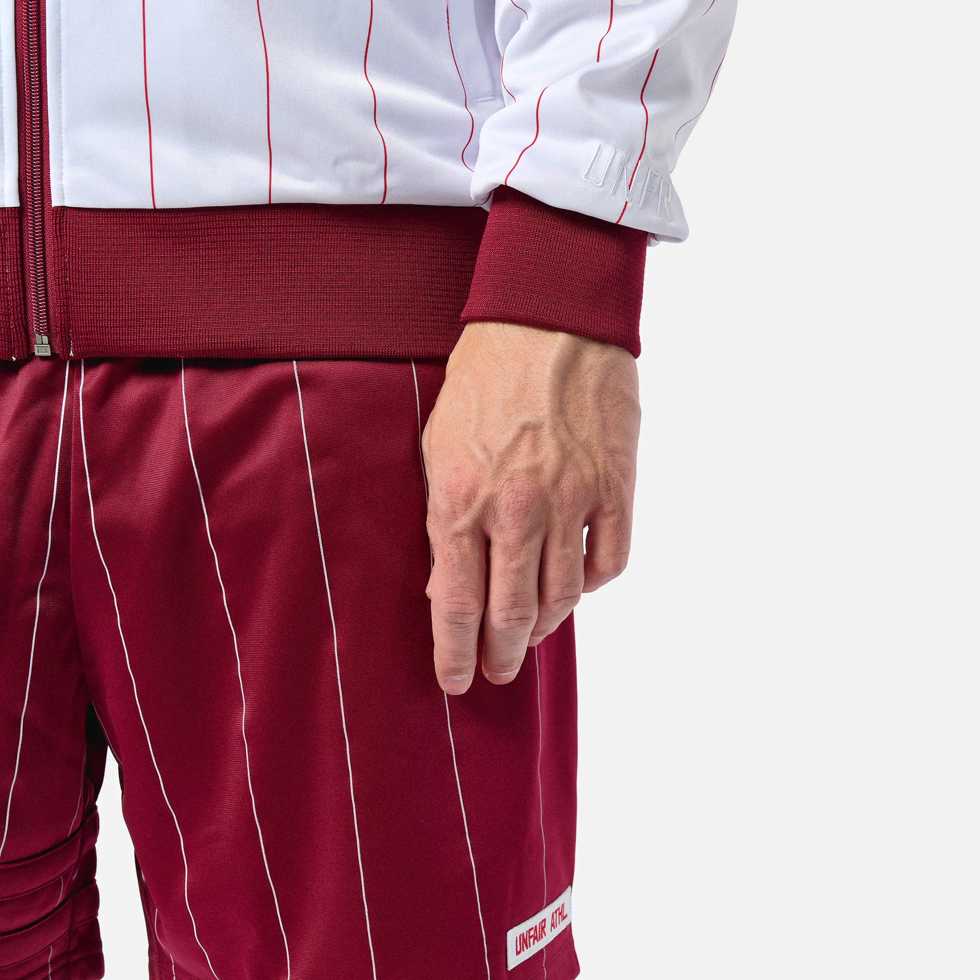 Unfair Athletics DMWU Tracktop Pinstripes White/Burgundy