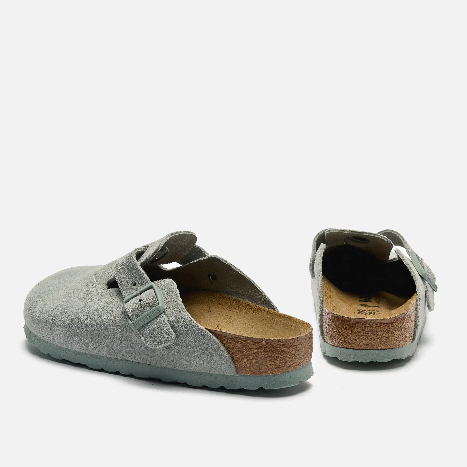 Birkenstock Boston Suede Leather Regular Sandals Pure Sage