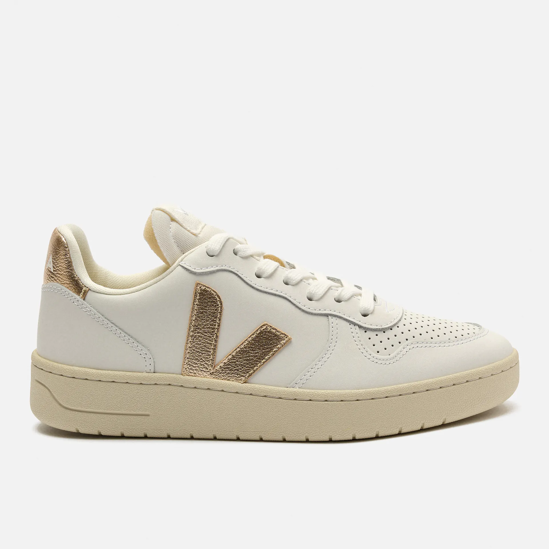 Veja Women V-10 Prime Leather Sneaker Extra-White/Platine