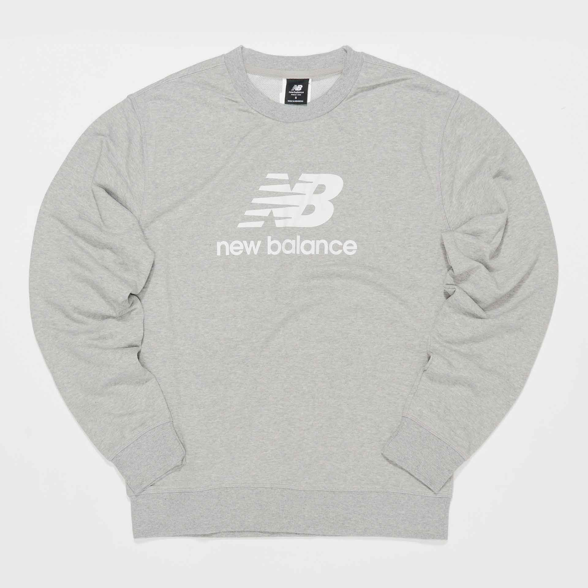 New Balance Essentials Stacked Logo French Terry Crewneck Athletic Grey