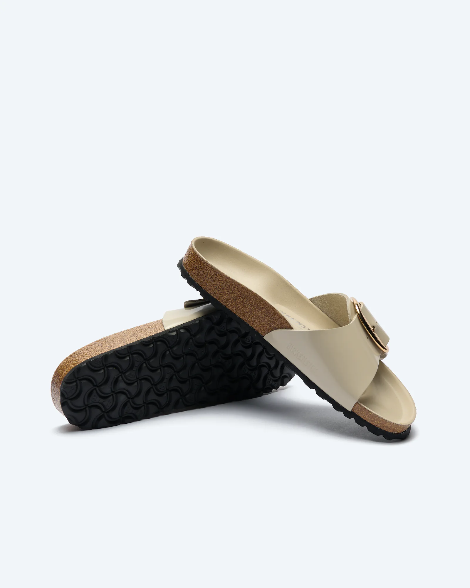 Birkenstock Madrid Big Buckle Natural Leather (Narrow Fit) Sandals High Shine Oyster