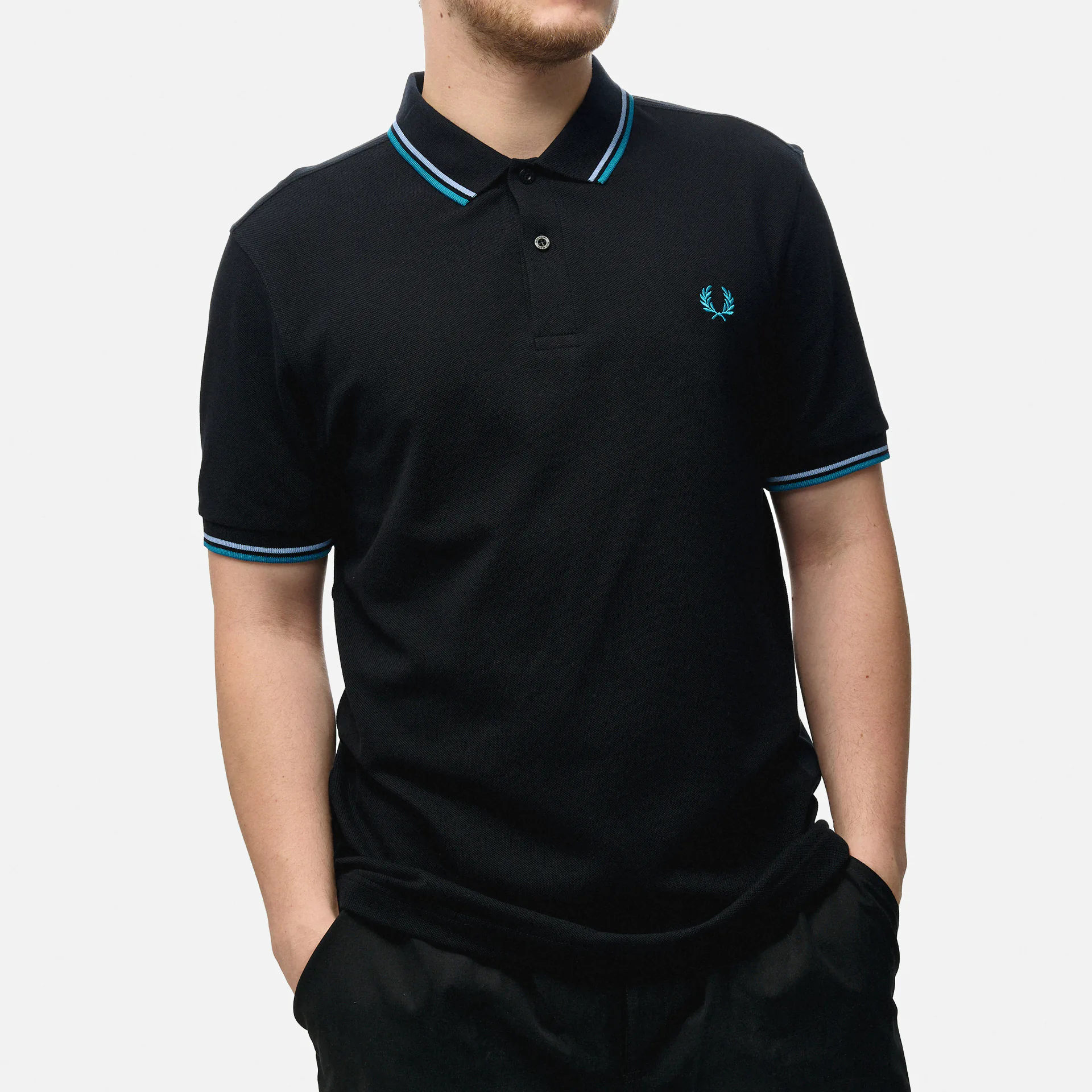 Fred Perry Twin Tipped Polo Shirt Black/Light Smoke/Ocean