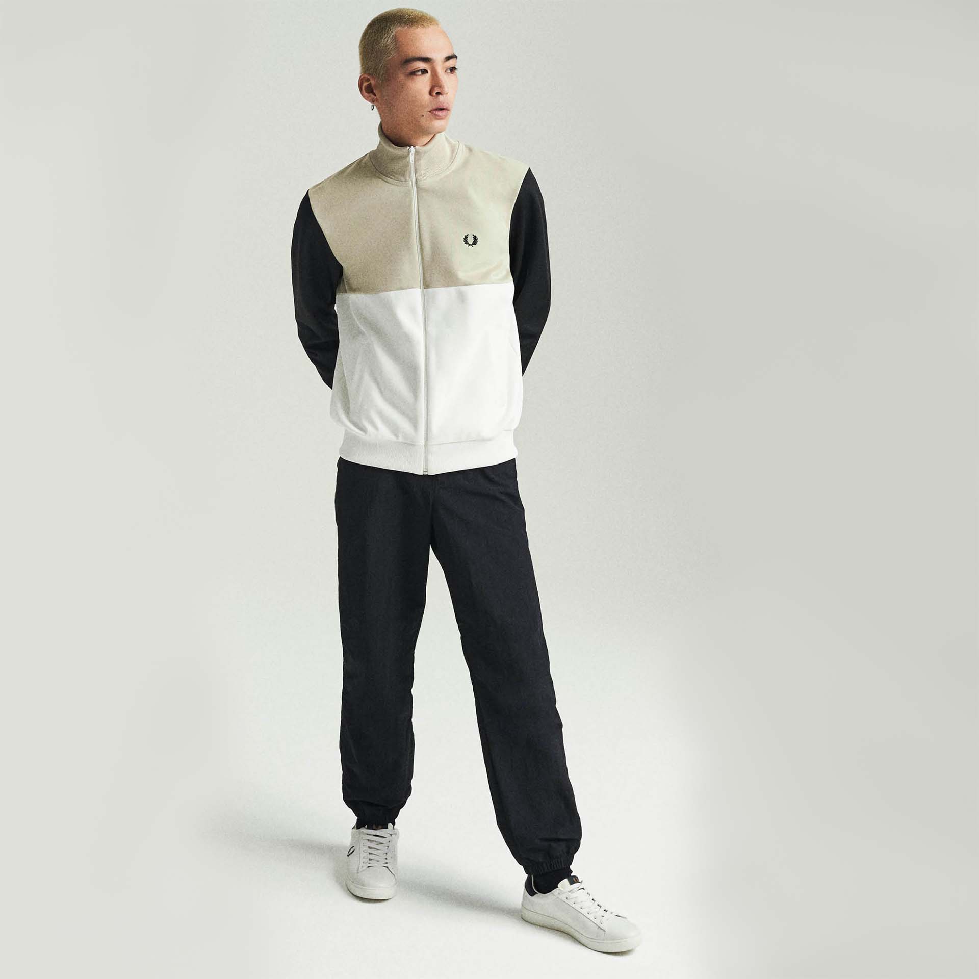 Fred Perry Colour Block Track Jacket Light Oyster
