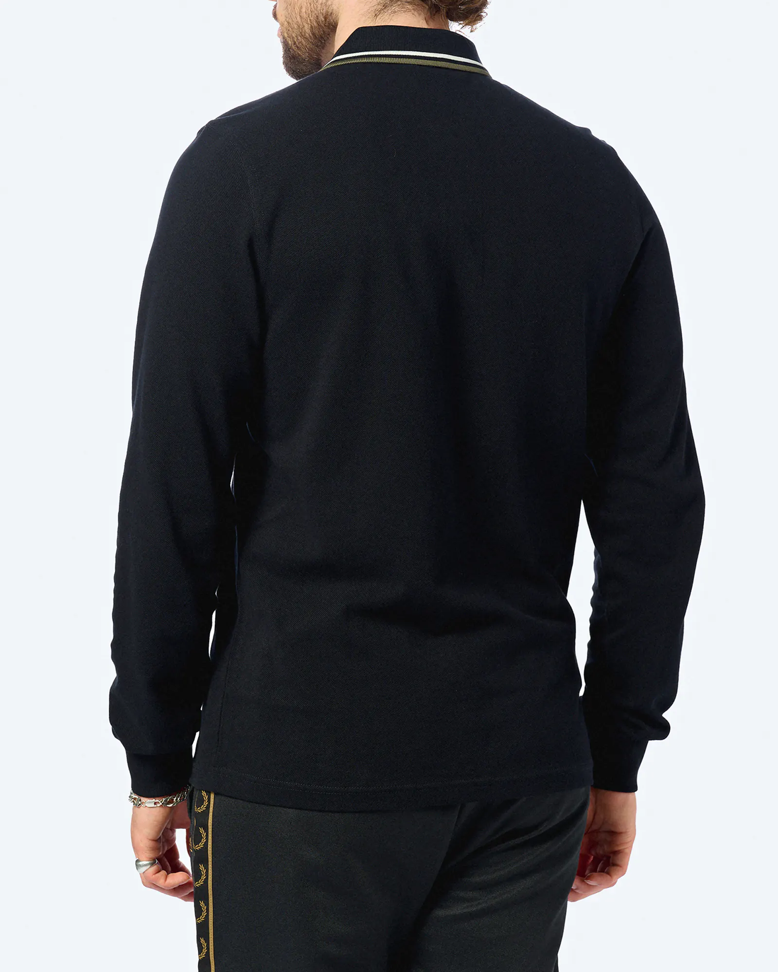 Fred Perry Twin Tipped Longsleeve Shirt Black/Ecru/Laurel Wreath Green Fred Perry Twin Tipped Longsleeve Shirt Black/Ecru/Laurel Wreath Green