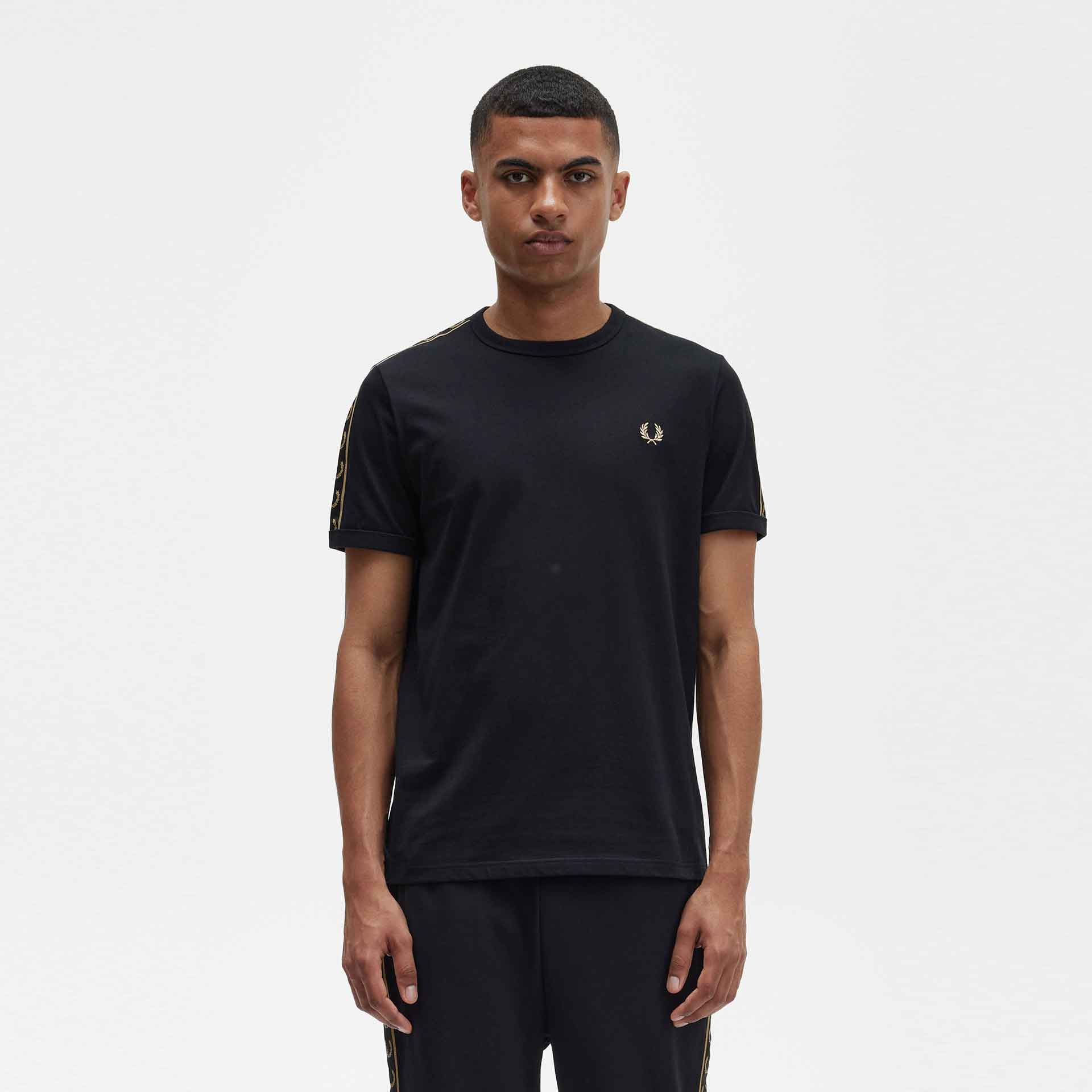Fred Perry Contrast Tape Ringer T-Shirt Black/Black