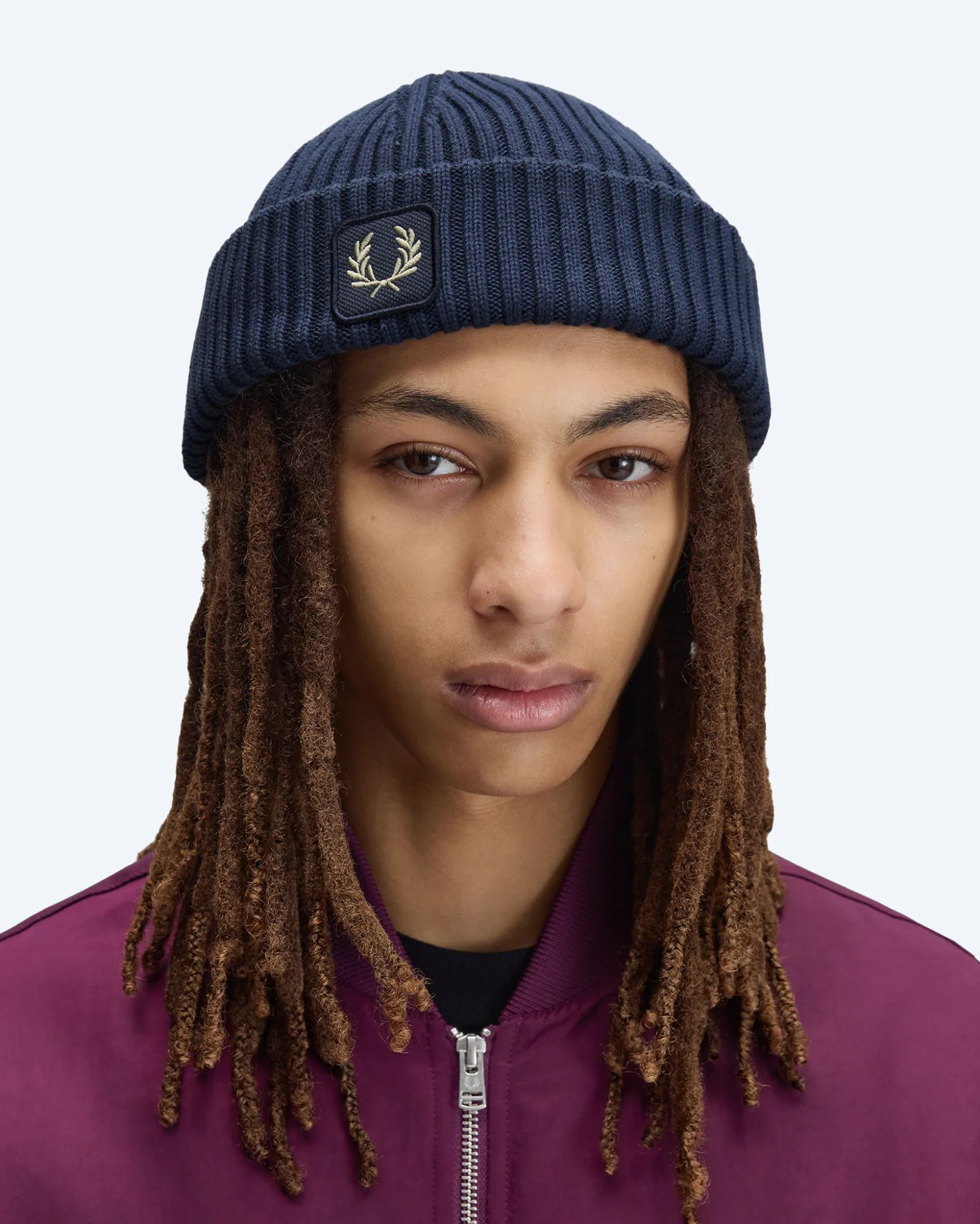 Fred Perry Cotton Ribbed Beanie Dark Airforce