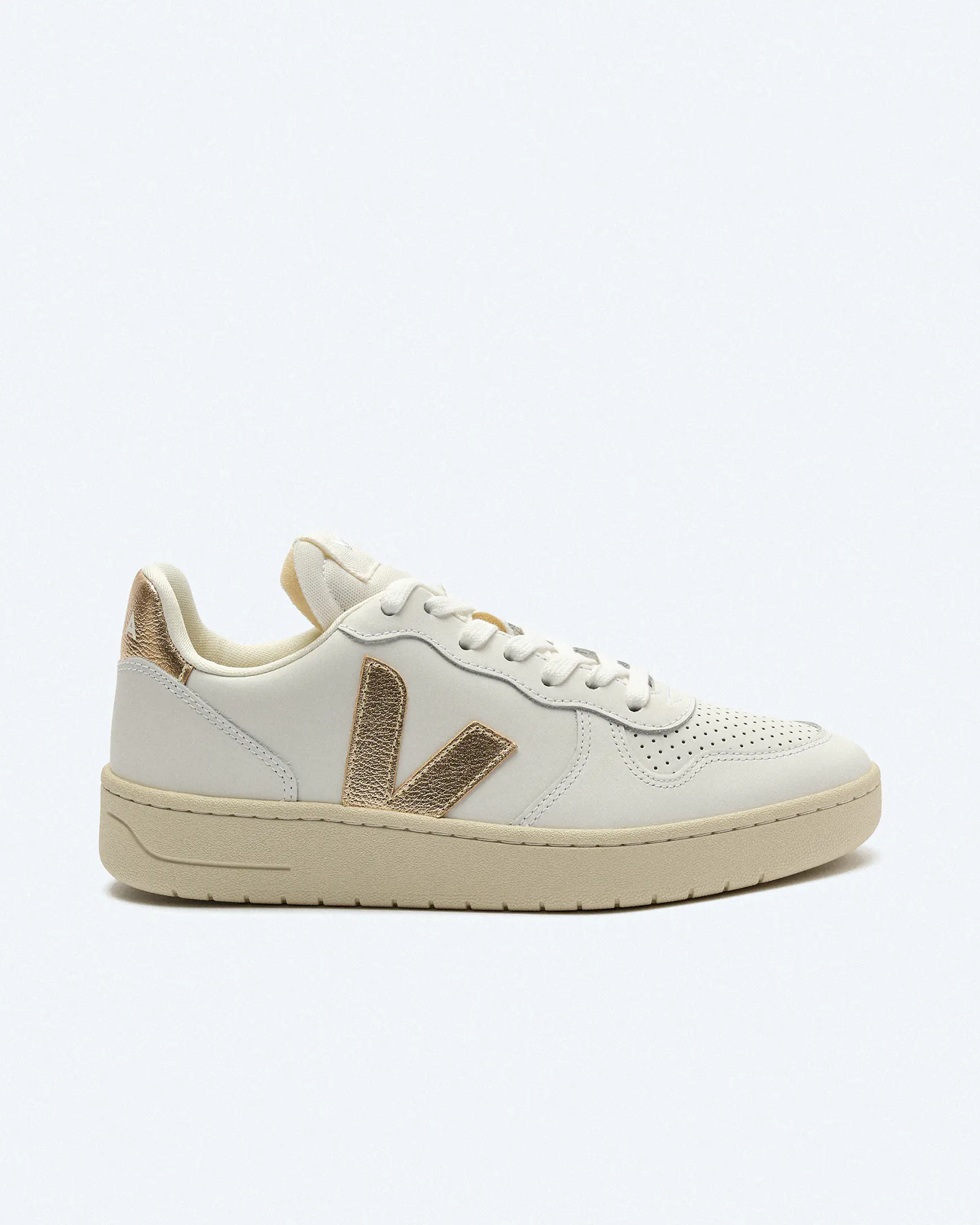 Veja Women V-10 Prime Leather Sneaker Extra-White/Platine