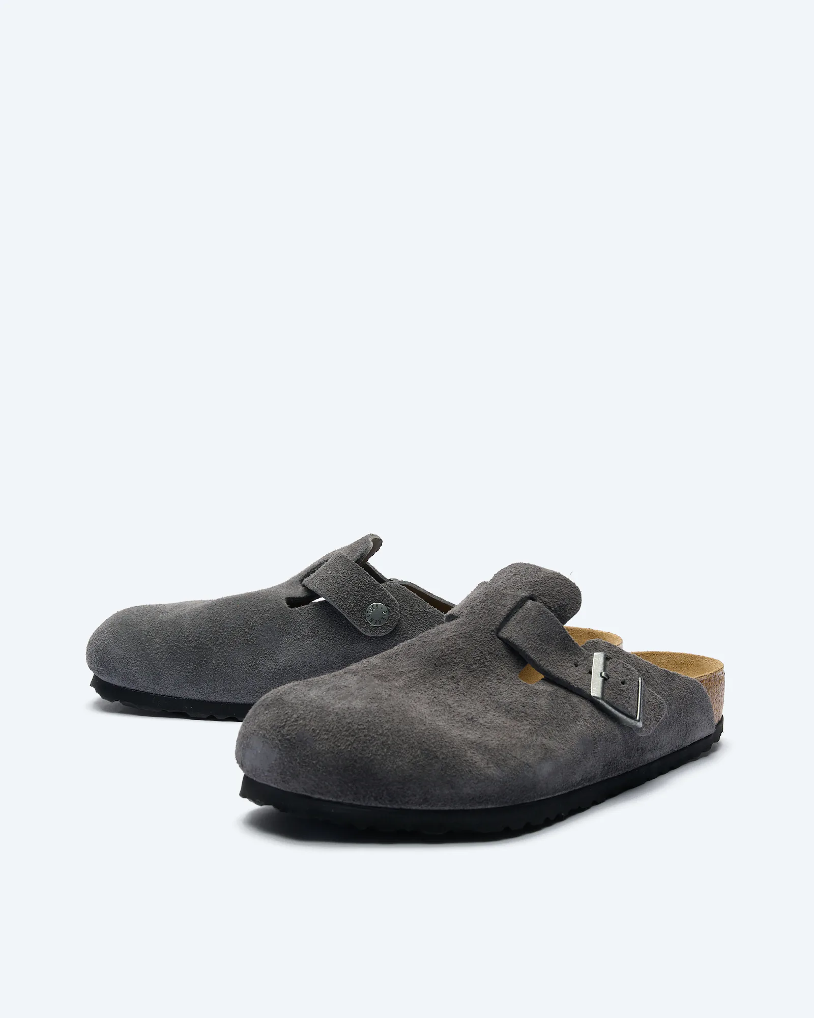 Birkenstock Men Boston Suede Leather Sandals Charcoal