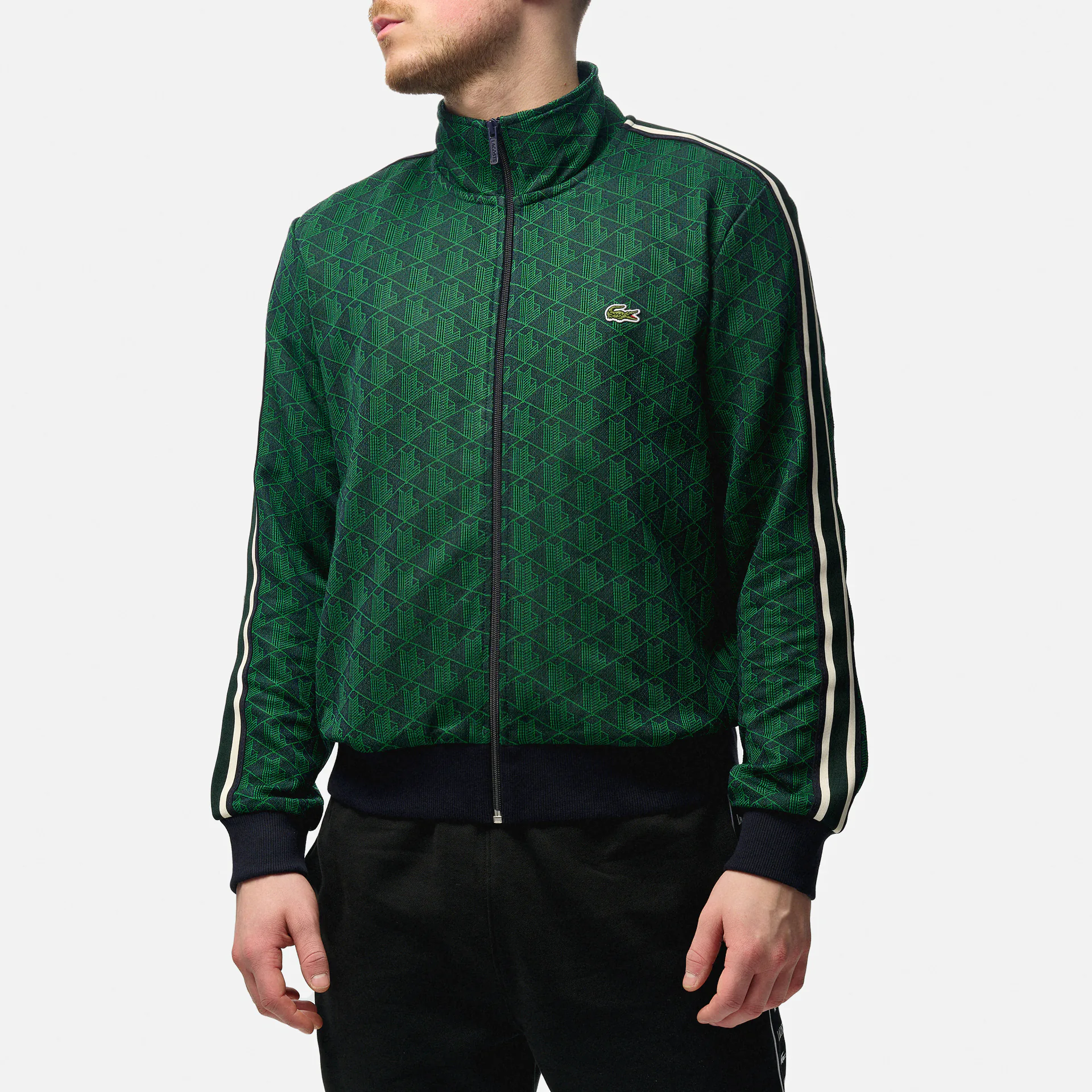  Lacoste Monogram Zipped Sweatshirt Marine/Oseille