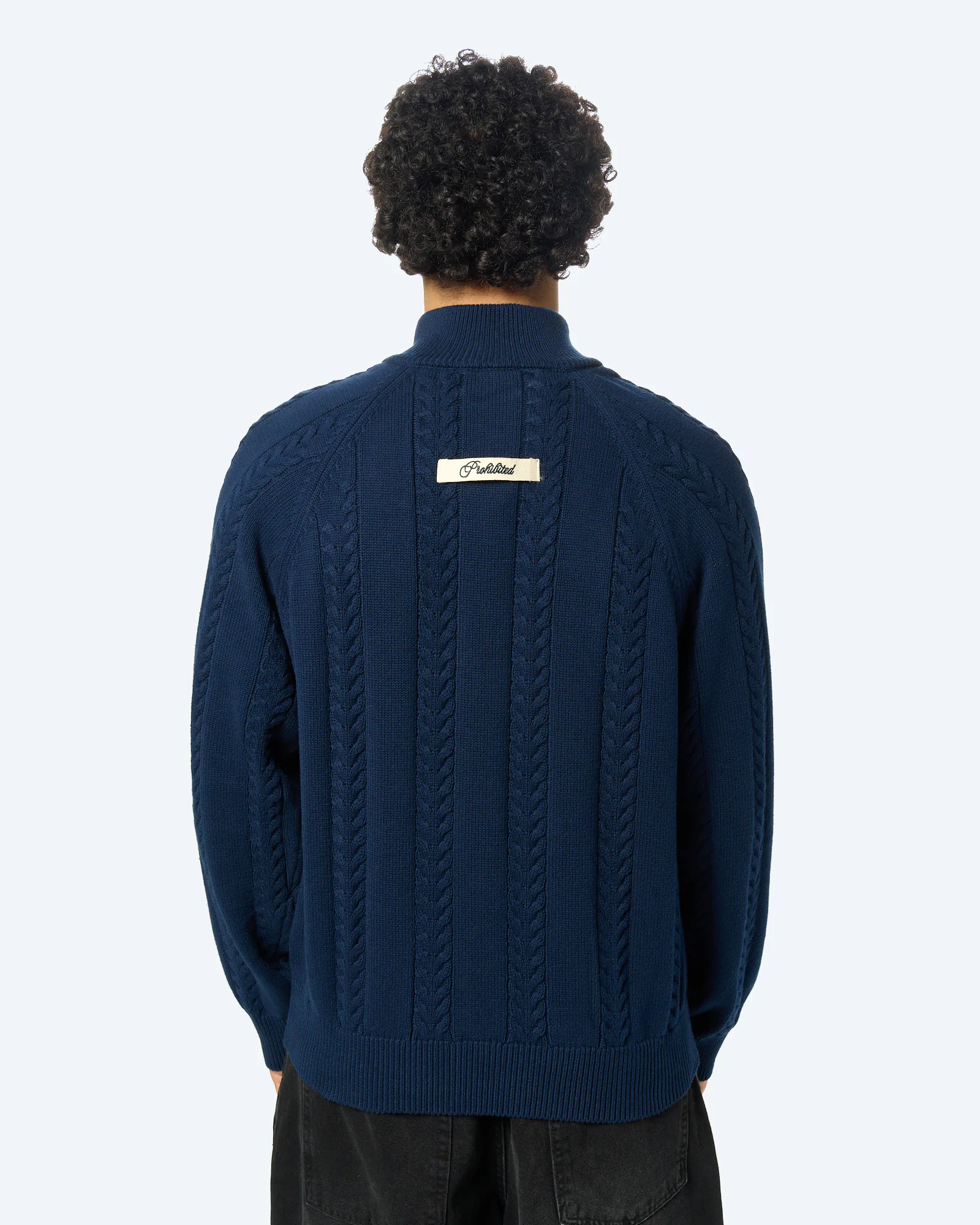 Cable Knit Quarter-Zip Navy