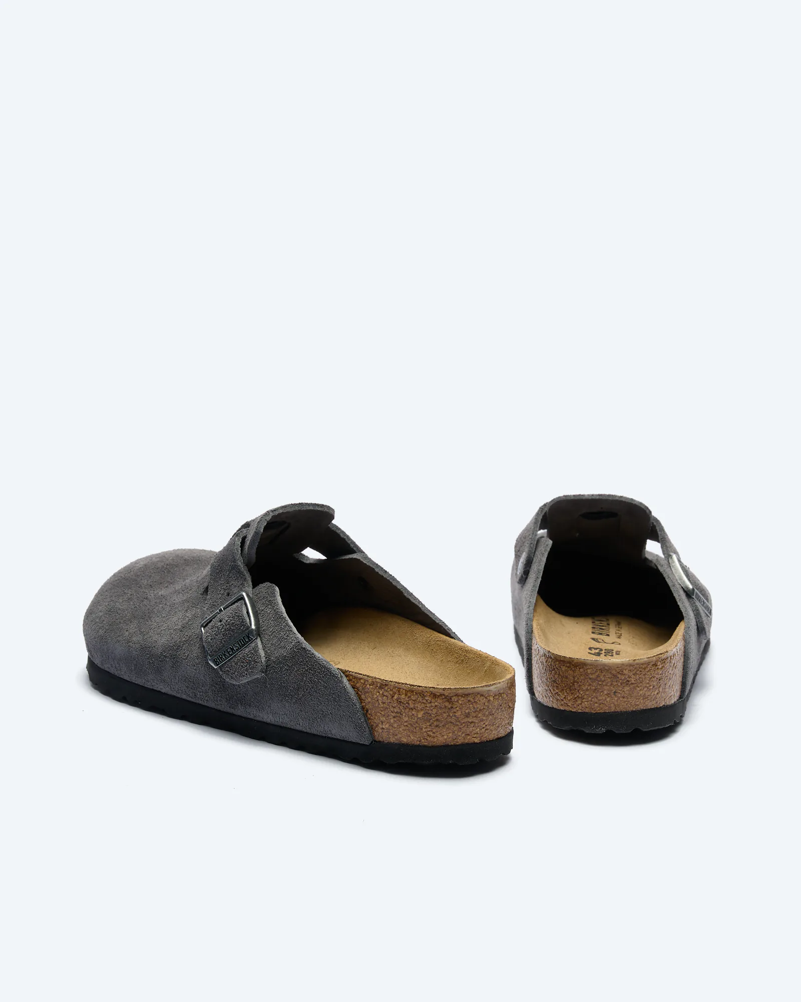 Birkenstock Men Boston Suede Leather Sandals Charcoal