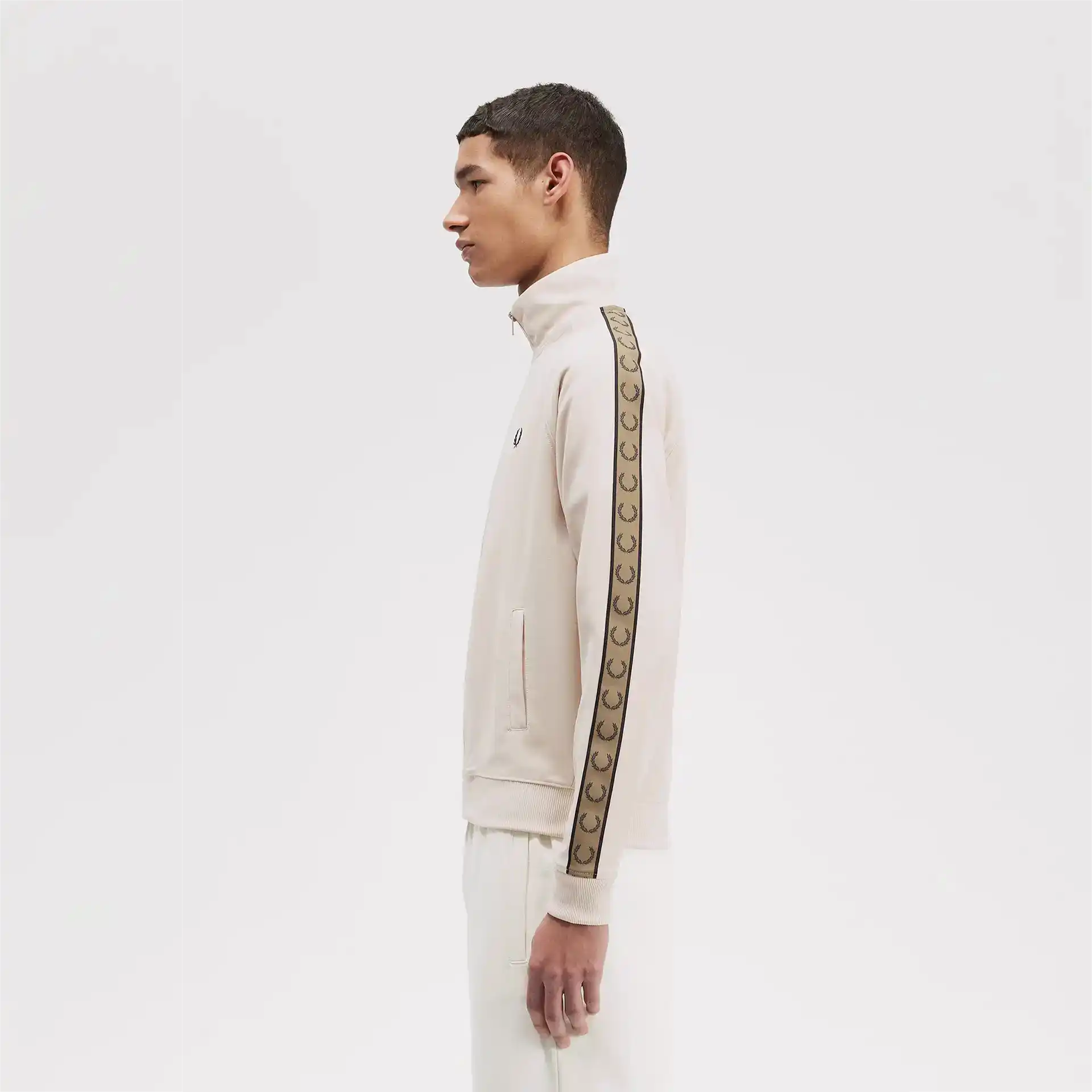 Fred Perry Contrast Taped Track Jacket Oatmeal/Shaded Stone