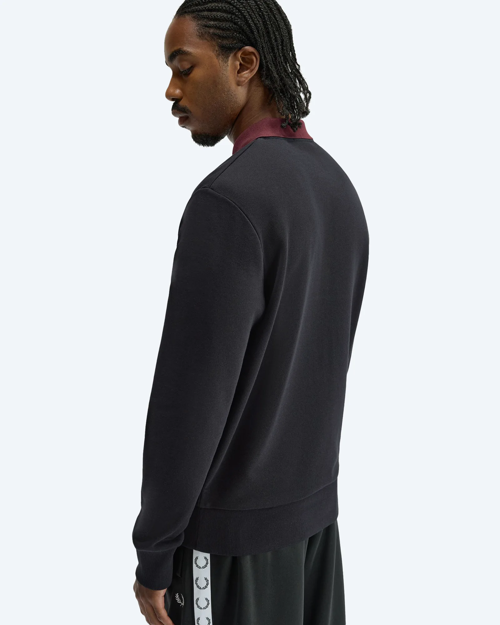 Fred Perry Embroidered Panel Collared Black 