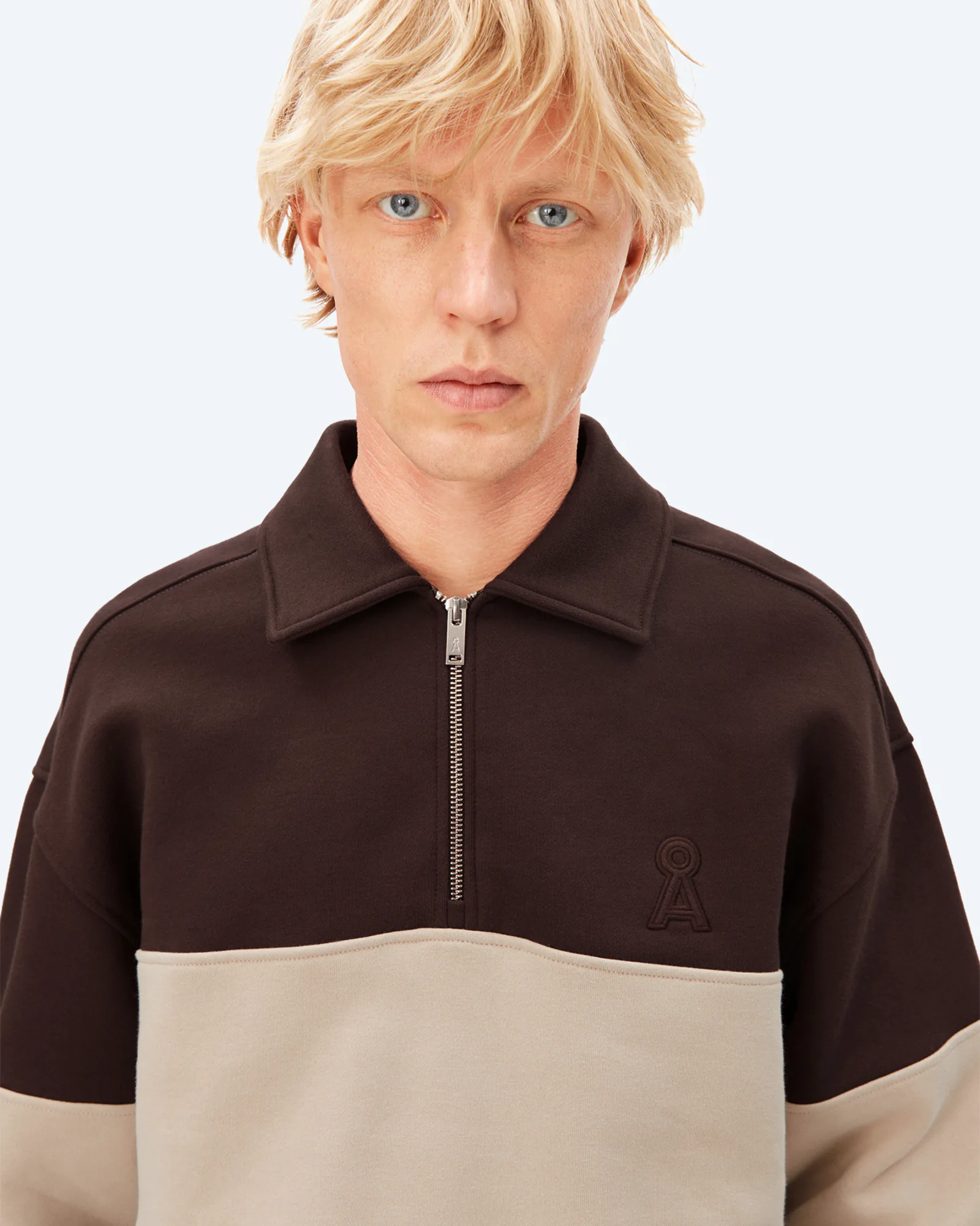 Striped Troyer Sweatshirt Claystone/Sand Stone