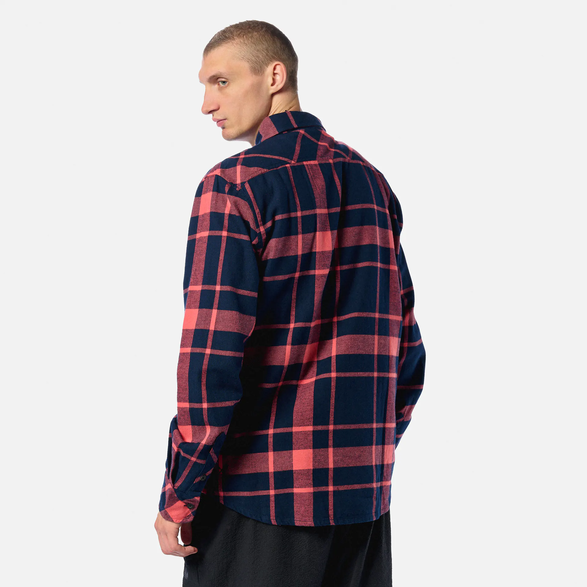 Distorted People Flannel Shirt Navy/Spiced Coral
