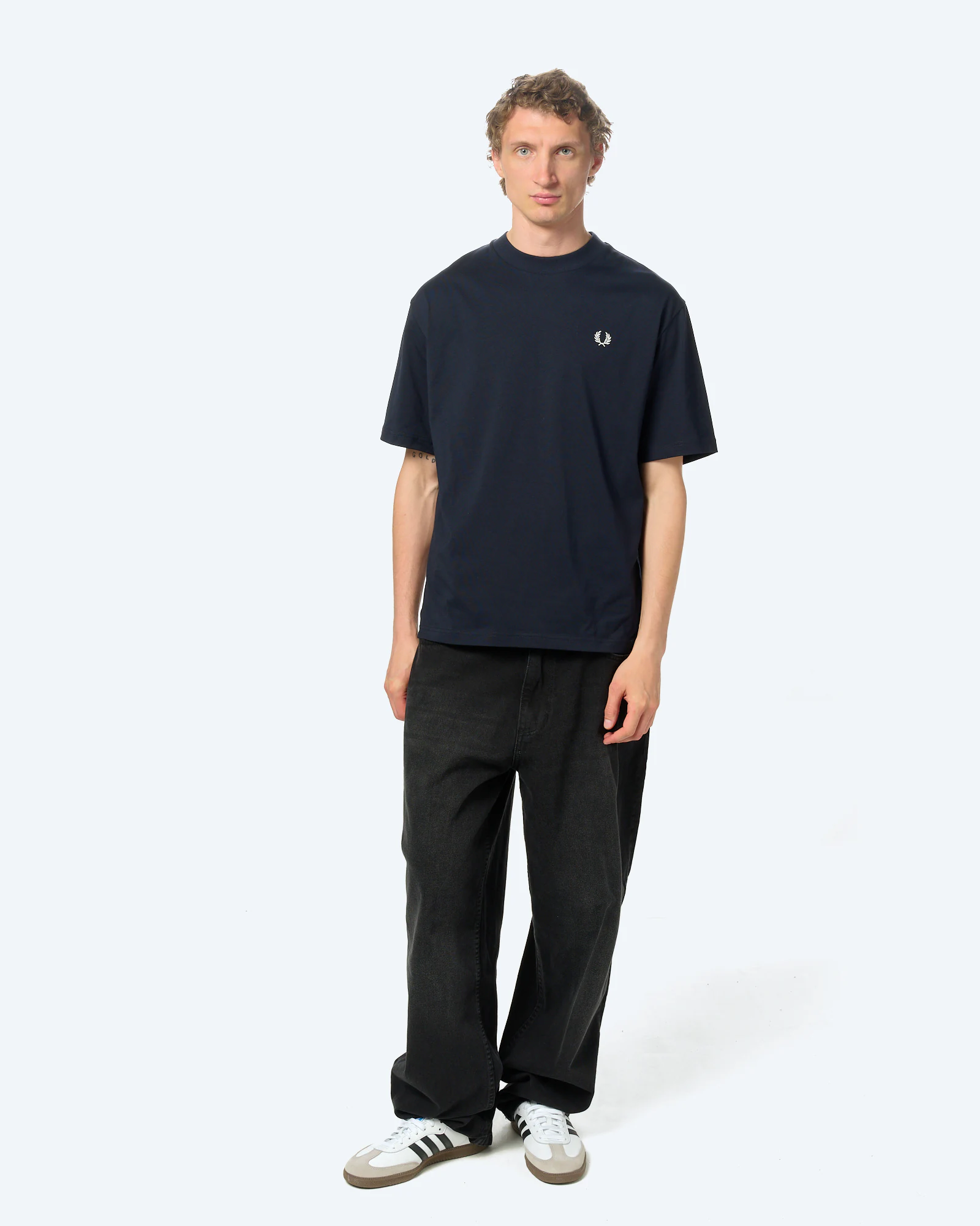 Fred Perry Backprint Fred Perry Text T-Shirt Navy