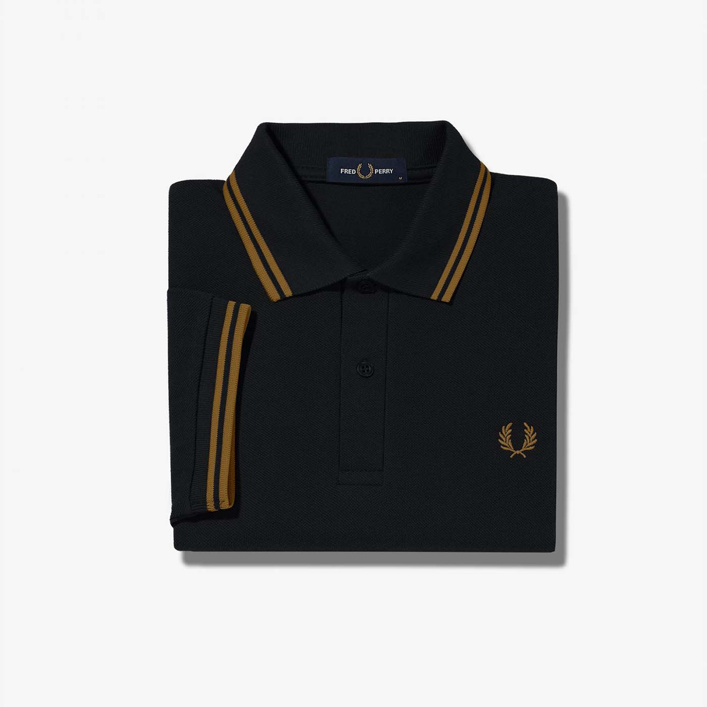 Fred Perry Poloshirt mit Doppelstreifen Black/Shaded Stone