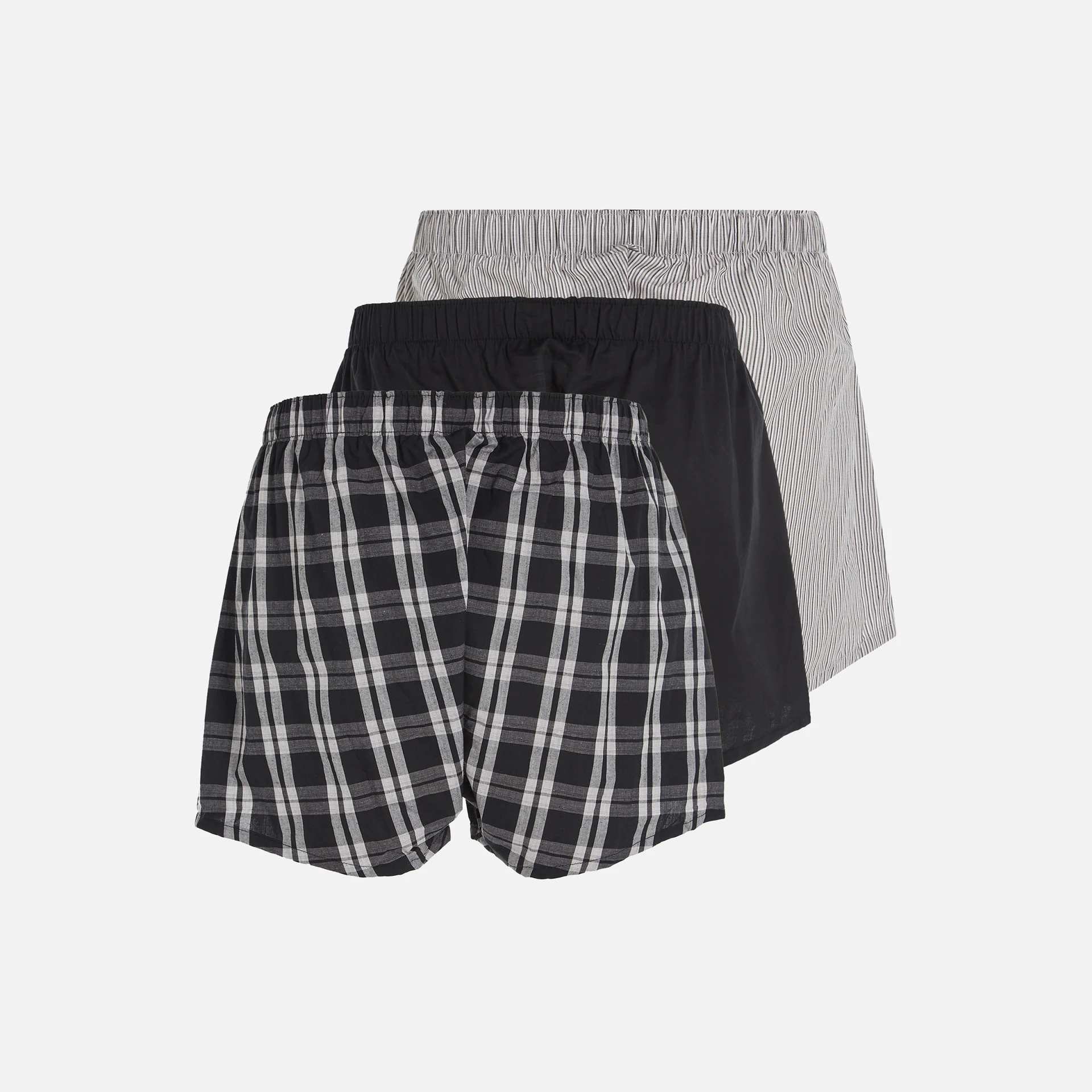 Calvin Klein 3Pack Boxer Woven Black/Morgan Plaid/Montague Stripe