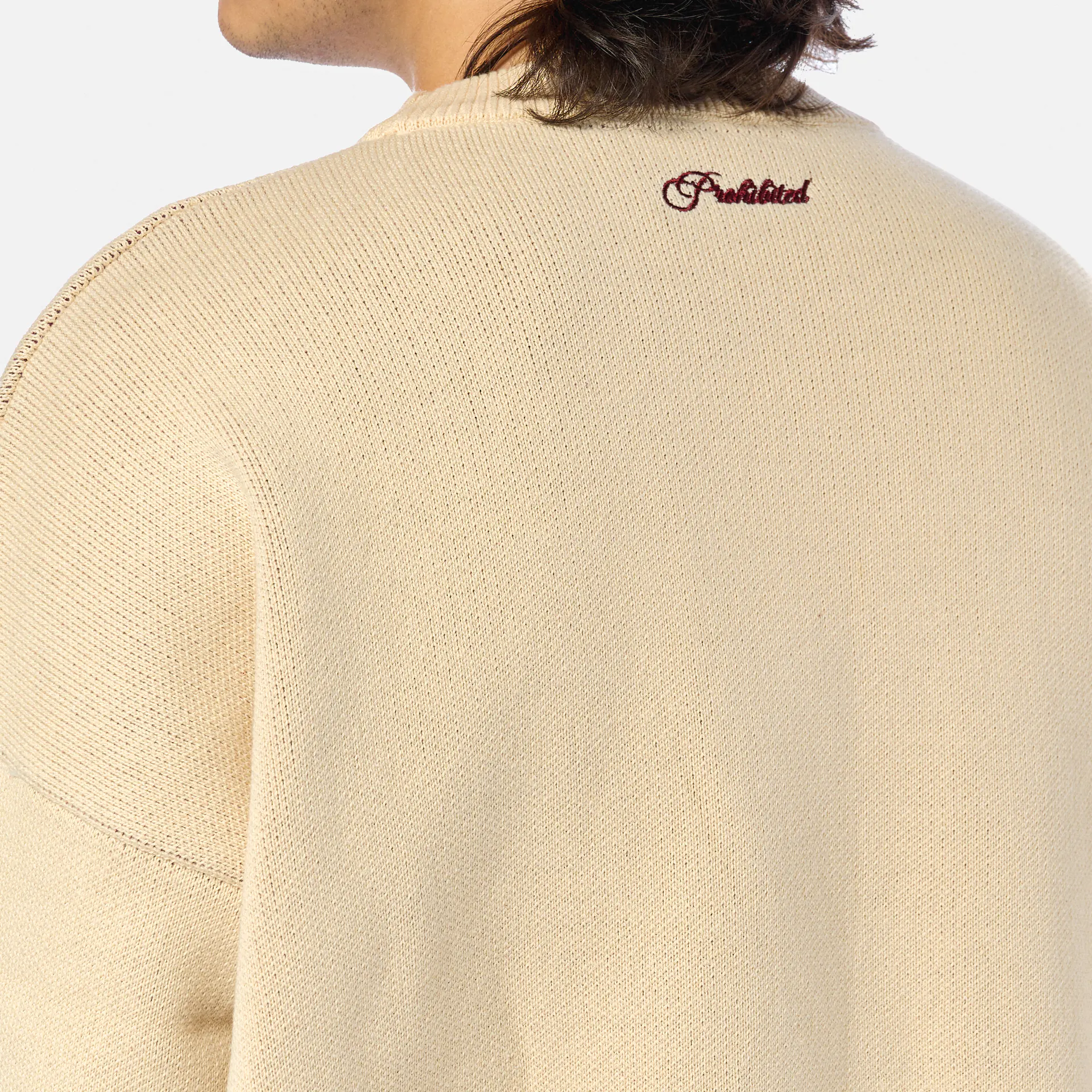 Prohibited Initial Knit Sweater Cream