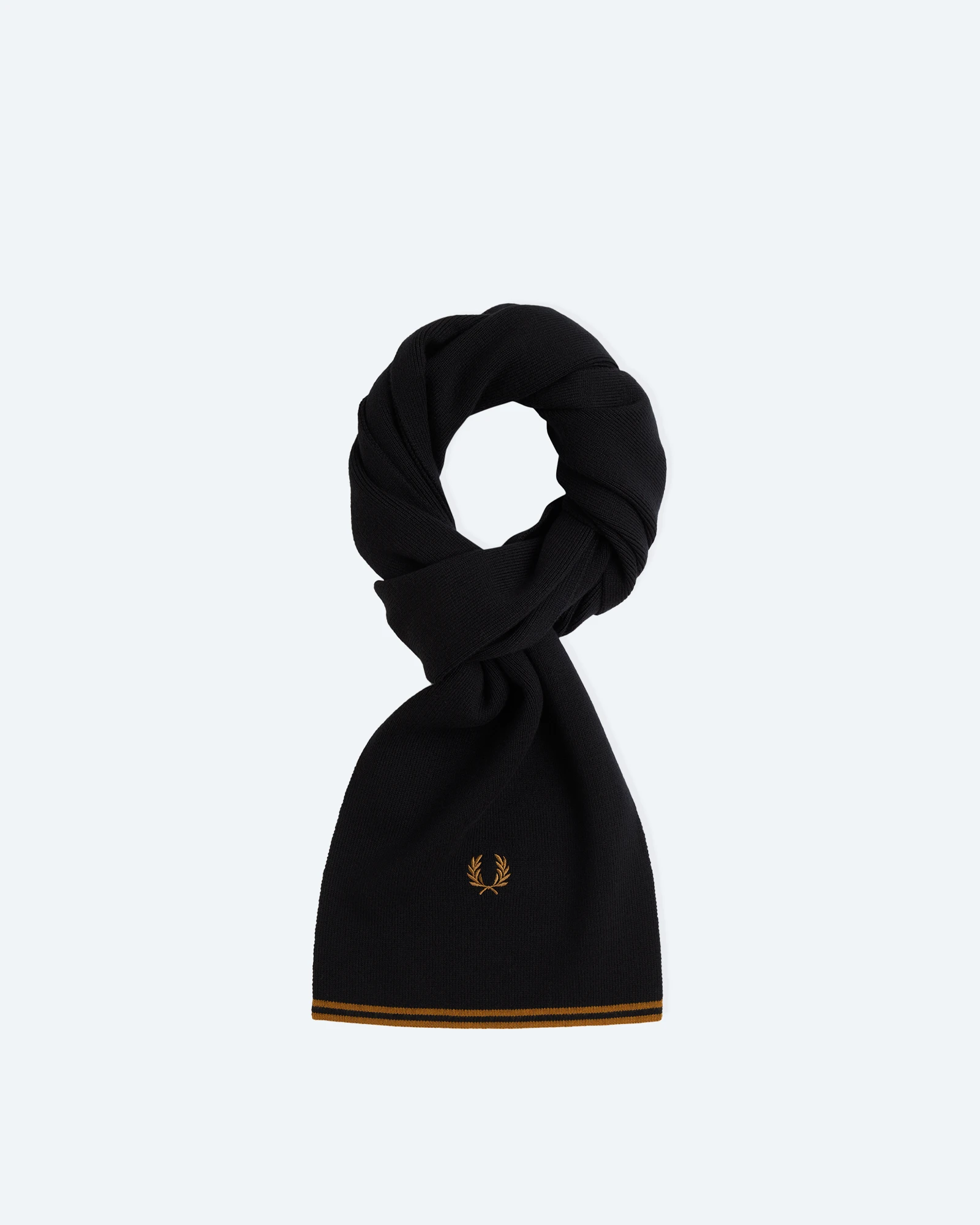 Twin Tipped Merino Wool Scarf Black/Dark Caramel