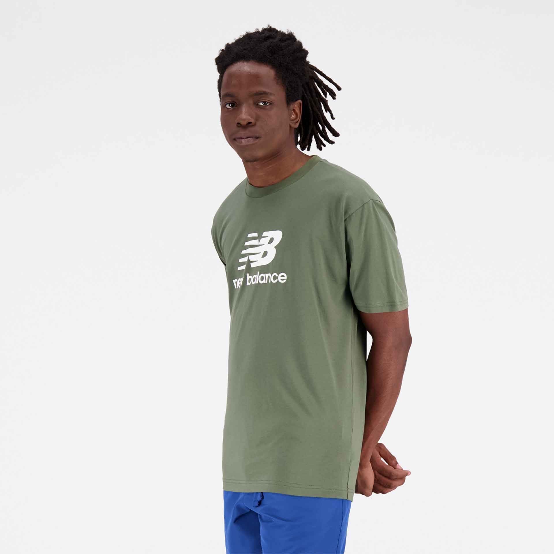 New Balance Essentials Stacked Logo Cotton Jersey T-Shirt Dark Olive