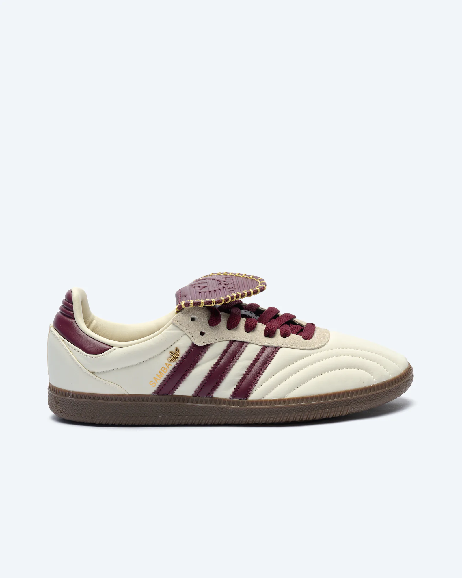 adidas Originals Samba Long Tongue Sneaker Cream White/Maroon/Gold Metallic