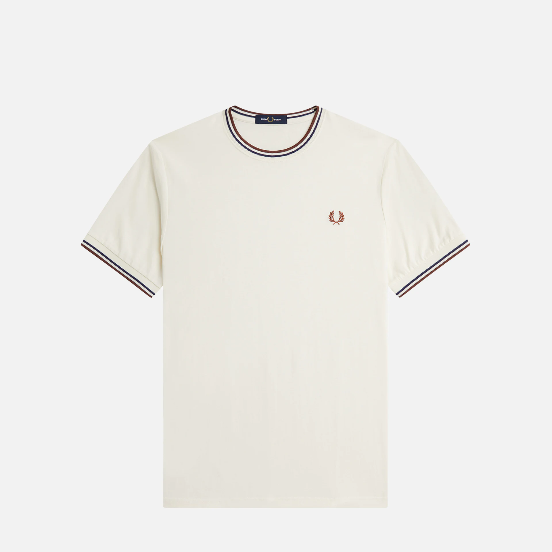 Fred Perry Twin Tipped T-Shirt Ecru/Whiskey Brown