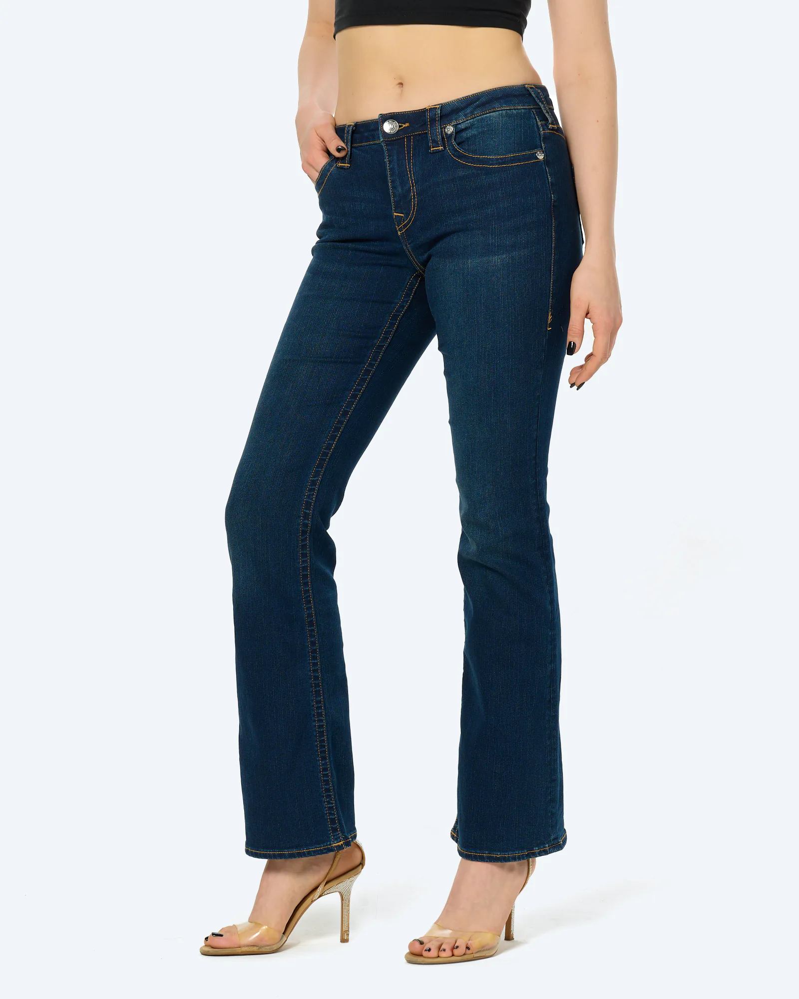 True Religion BECCA Mid Rise Boot Cut Jeans Indigo Upgrade